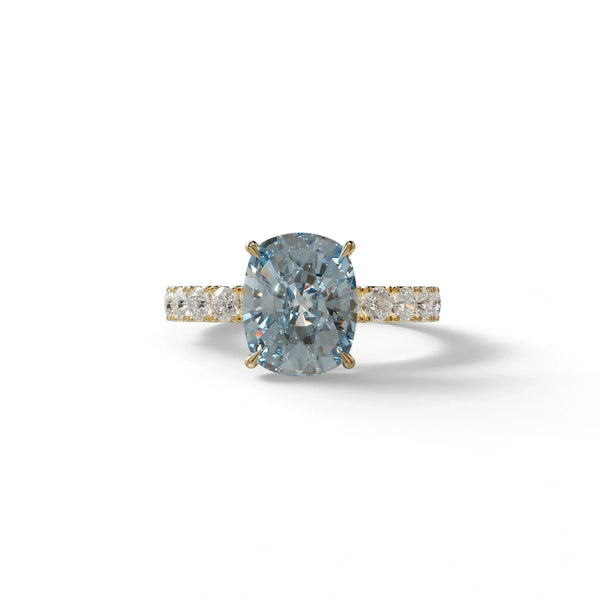 4 Carat Blue Lab Grown Diamond Engagement Ring – Cushion Cut Hidden Halo | Sandrine