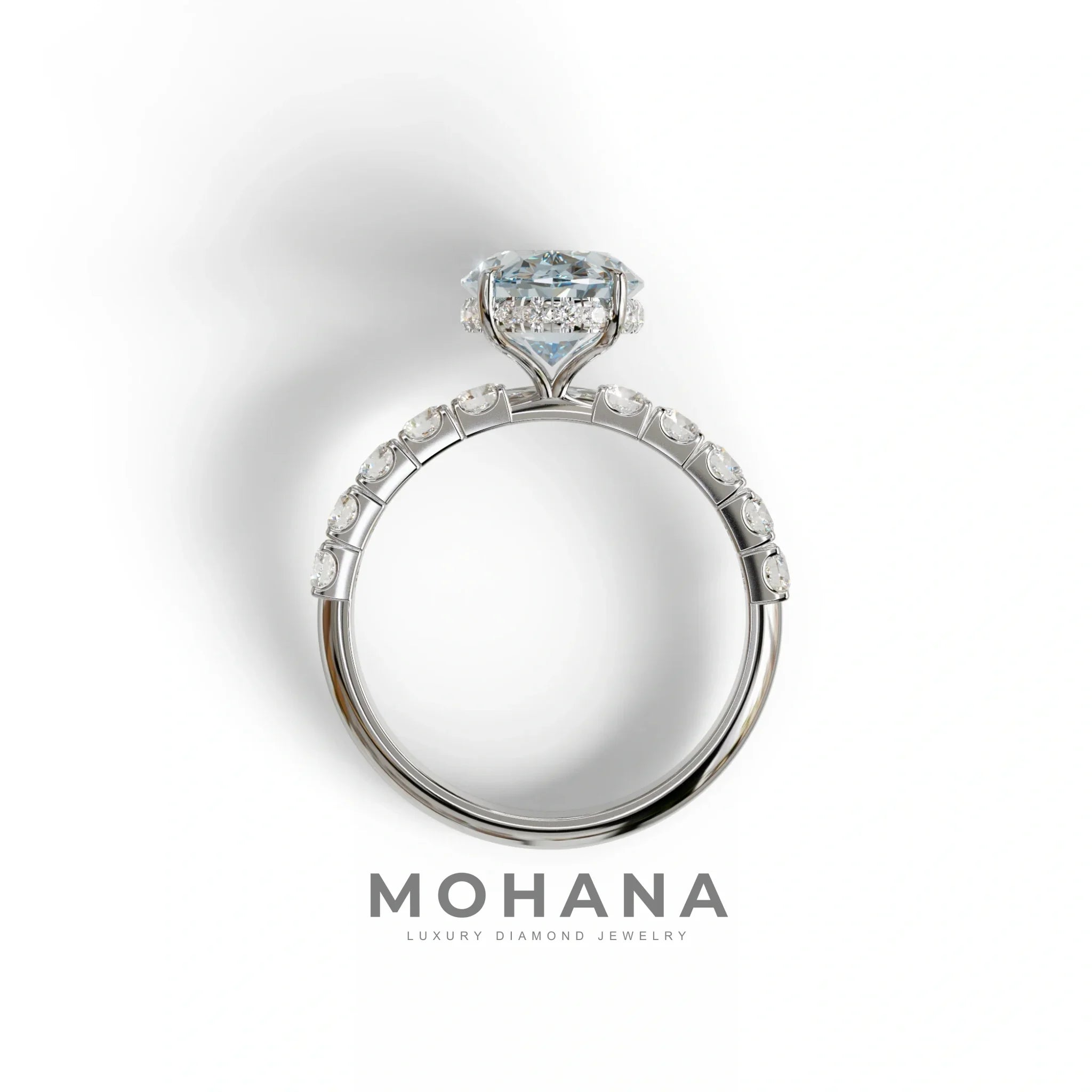 4 Carat Blue Oval Cut Hidden Halo Lab Diamond Engagement Ring - Christie’s