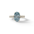 4 Carat Blue Oval Cut Hidden Halo Lab Diamond Engagement Ring - Christie’s - 10K Solid Gold / Yellow Gold