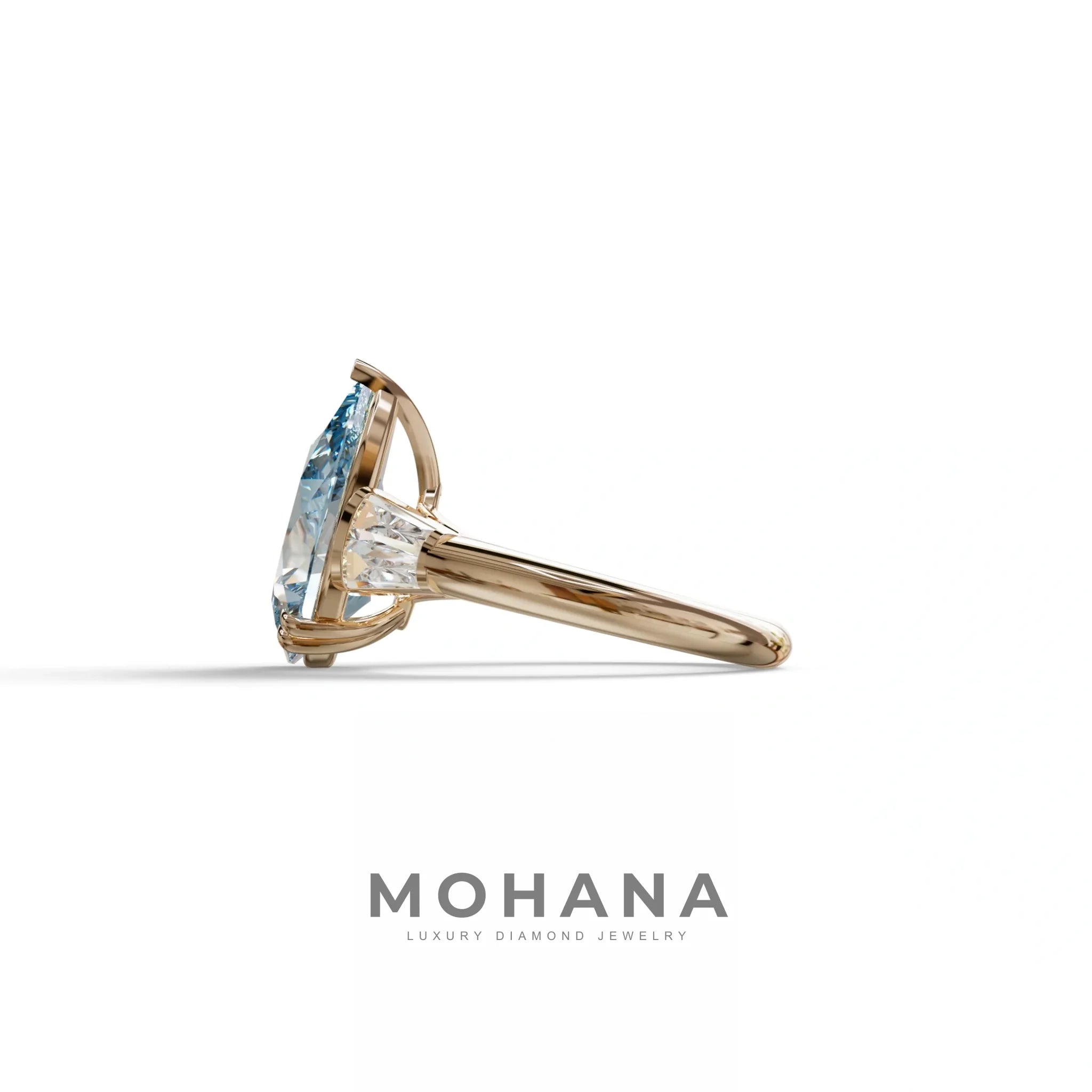 4 Carat Fancy Vivid Blue Pear cut Lab grown Diamond Engagement Ring -Claire