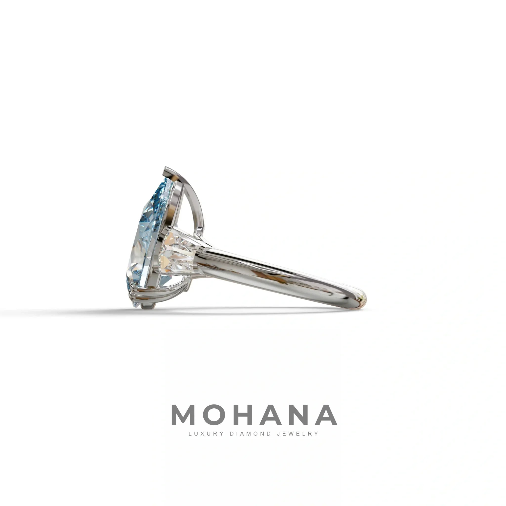 4 Carat Fancy Vivid Blue Pear cut Lab grown Diamond Engagement Ring -Claire