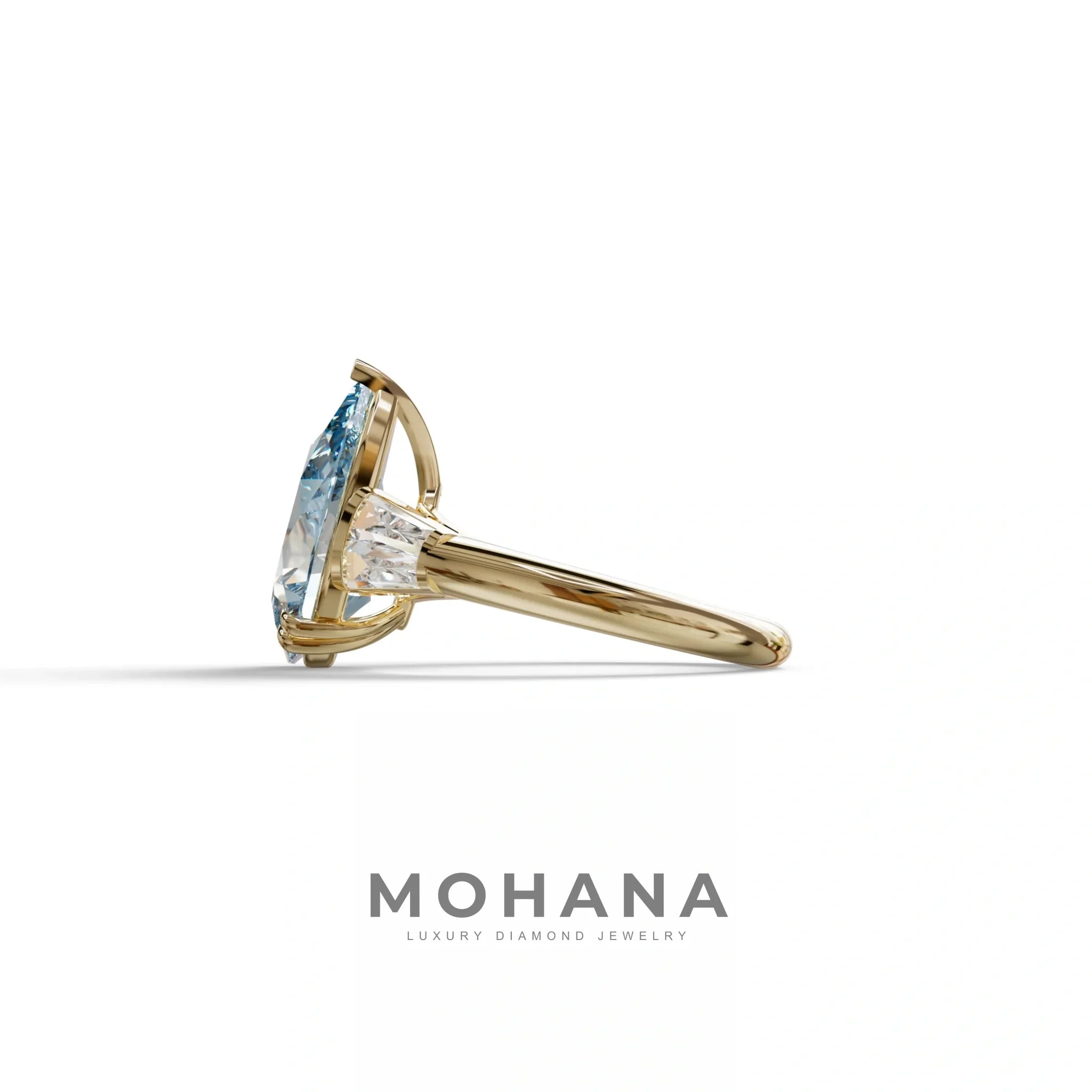 4 Carat Fancy Vivid Blue Pear cut Lab grown Diamond Engagement Ring -Claire