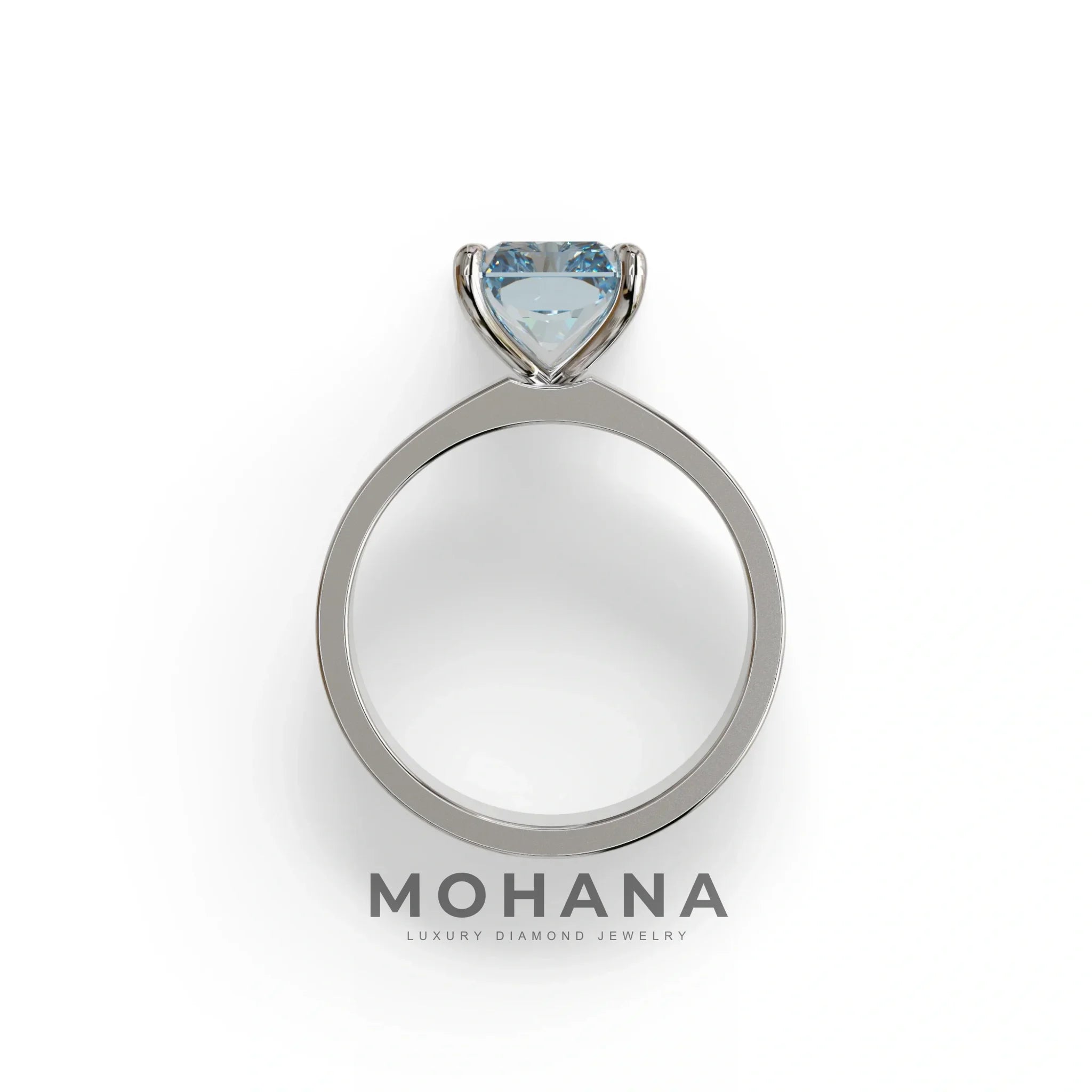 4Ct Blue Radiant Cut Lab Grown Diamond Solitaire Engagement Ring - Crownfire