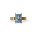 4Ct Blue Radiant Cut Lab Grown Diamond Solitaire Engagement Ring - Crownfire - 10K Solid Gold / Yellow Gold