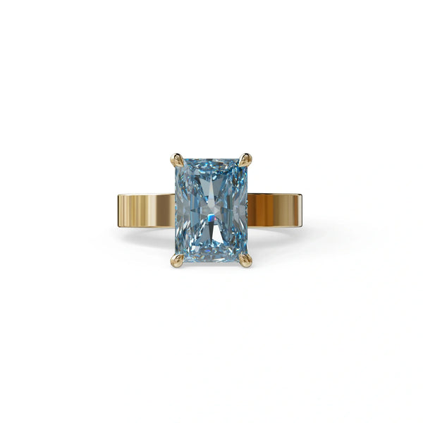 4 Carat Blue Lab Grown Diamond Engagement Ring – Radiant Cut Solitaire | Crownfire