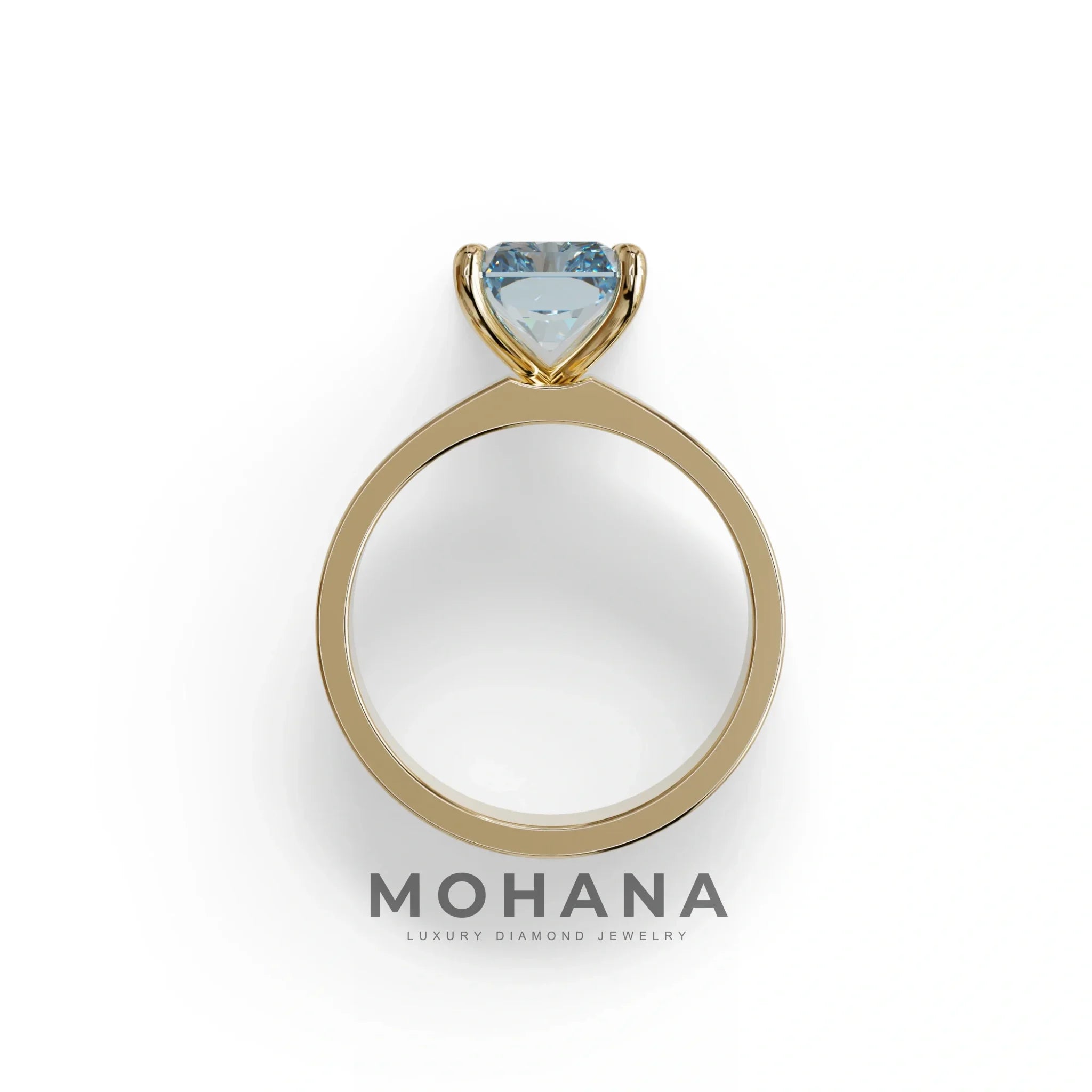 4Ct Blue Radiant Cut Lab Grown Diamond Solitaire Engagement Ring - Crownfire
