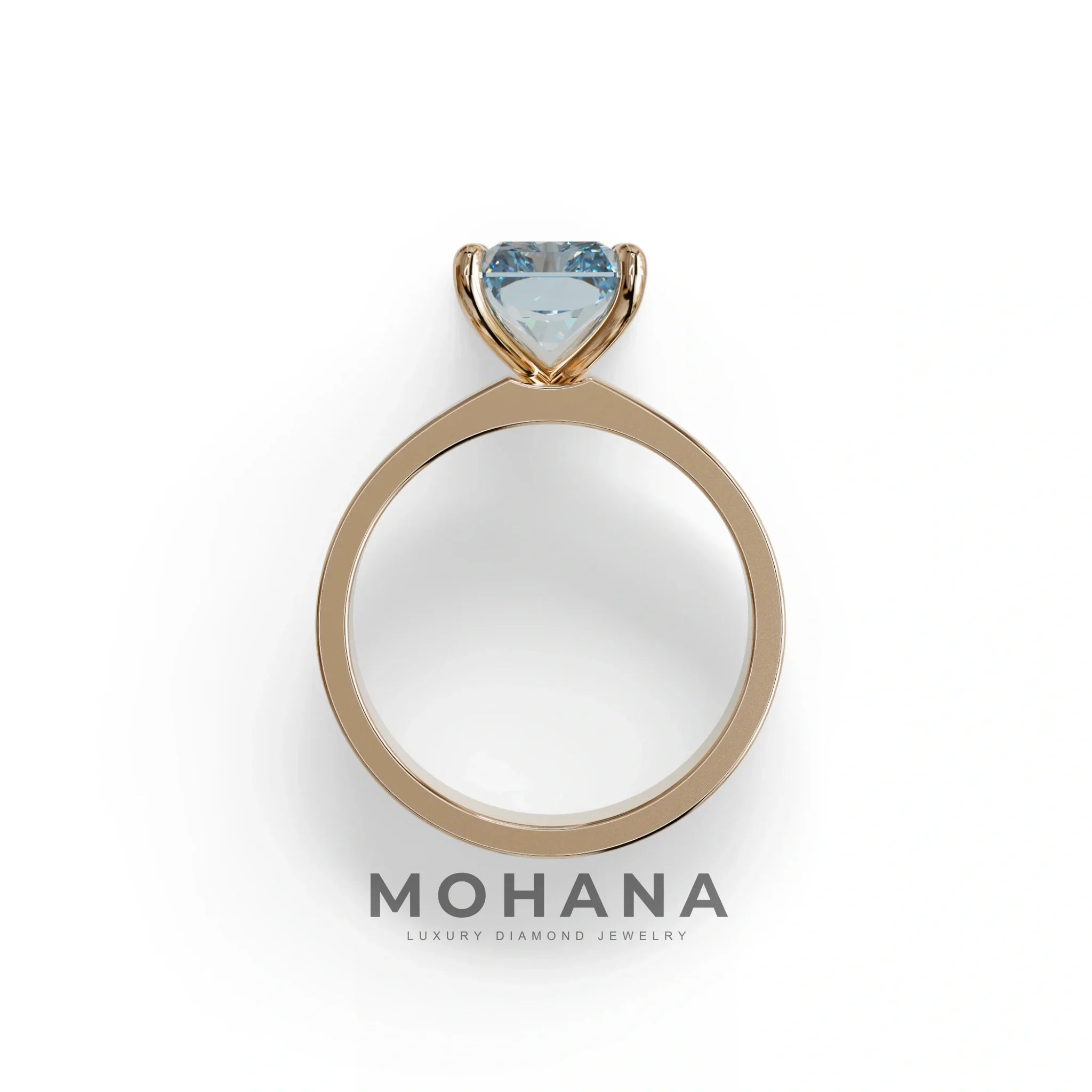 4Ct Blue Radiant Cut Lab Grown Diamond Solitaire Engagement Ring - Crownfire