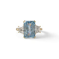 4 Carat Blue Lab Grown Diamond Engagement Ring – Radiant Cut Three Stone | Tacor