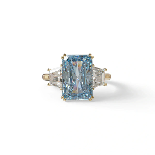 4 Carat Blue Lab Grown Diamond Engagement Ring – Radiant Cut Three Stone | Tacori