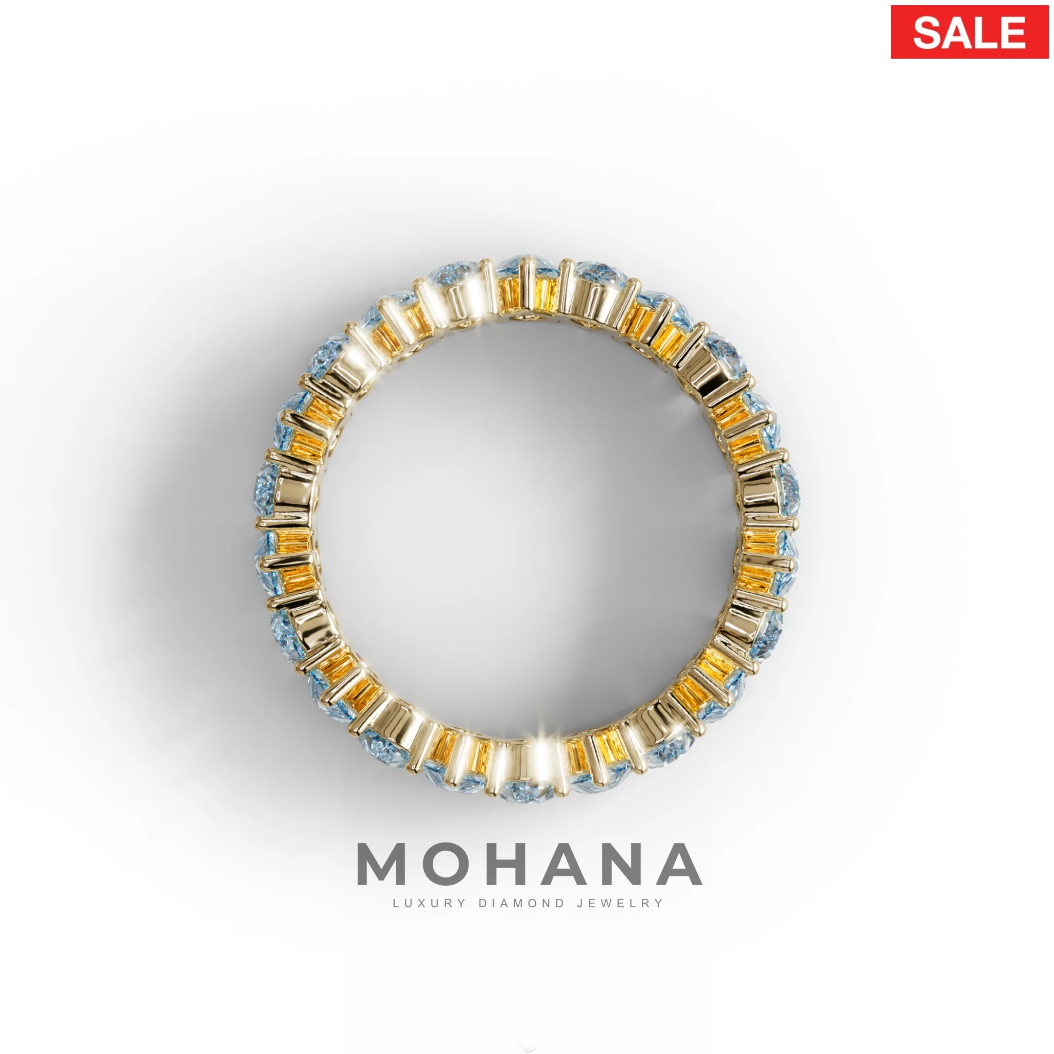 Blue Pear Diamond Full Eternity Band - Stackable Ring