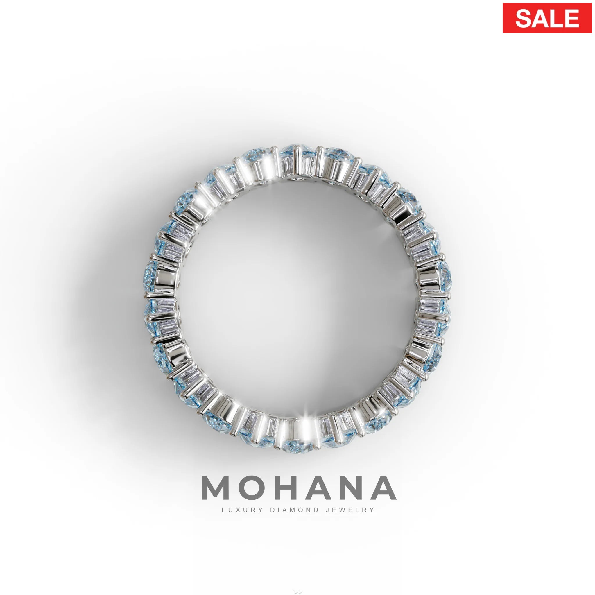 Blue Pear Diamond Full Eternity Band - Stackable Ring
