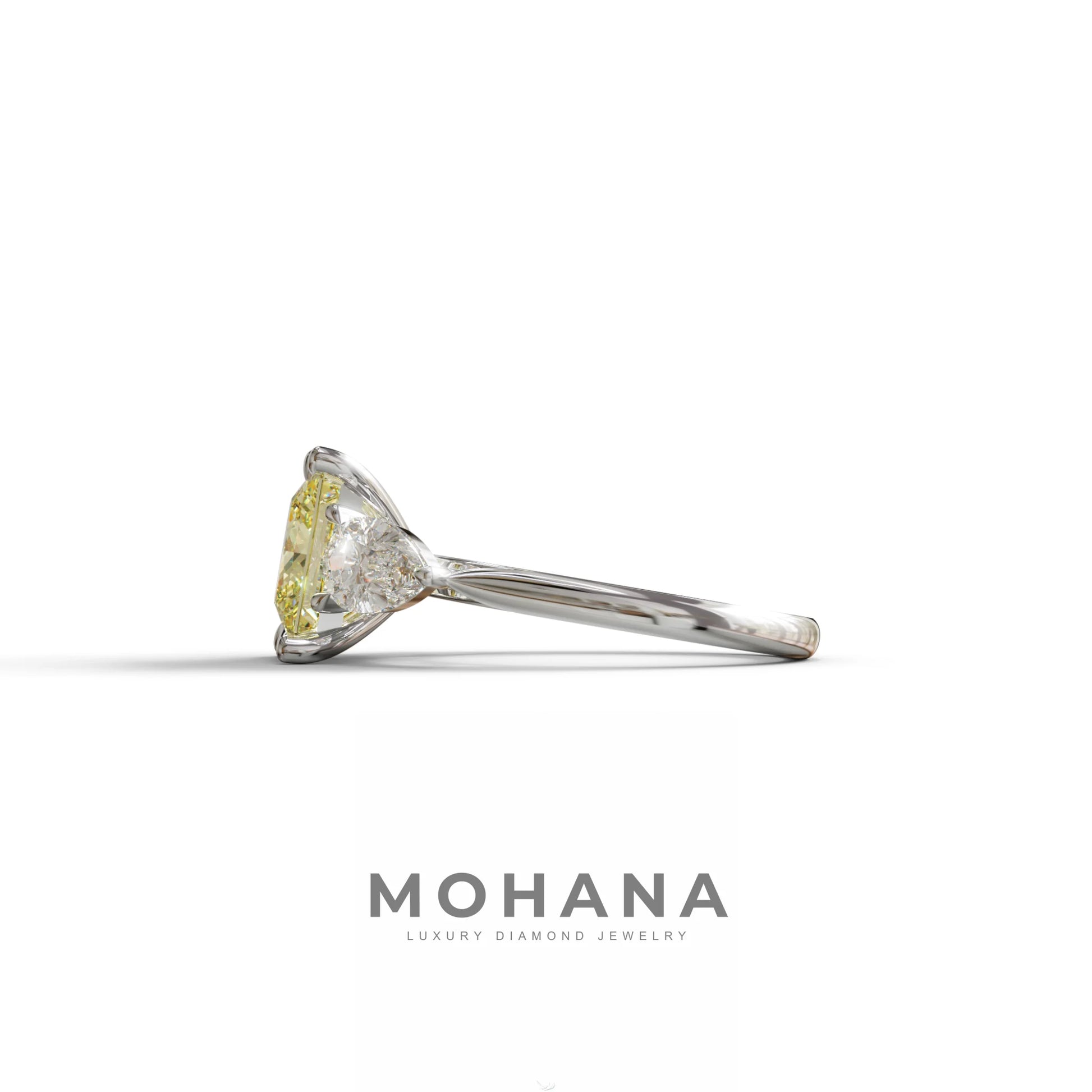 4 Carat Canary Yellow Princess Cut Three Stone Lab Grown Diamond Engagement Ring