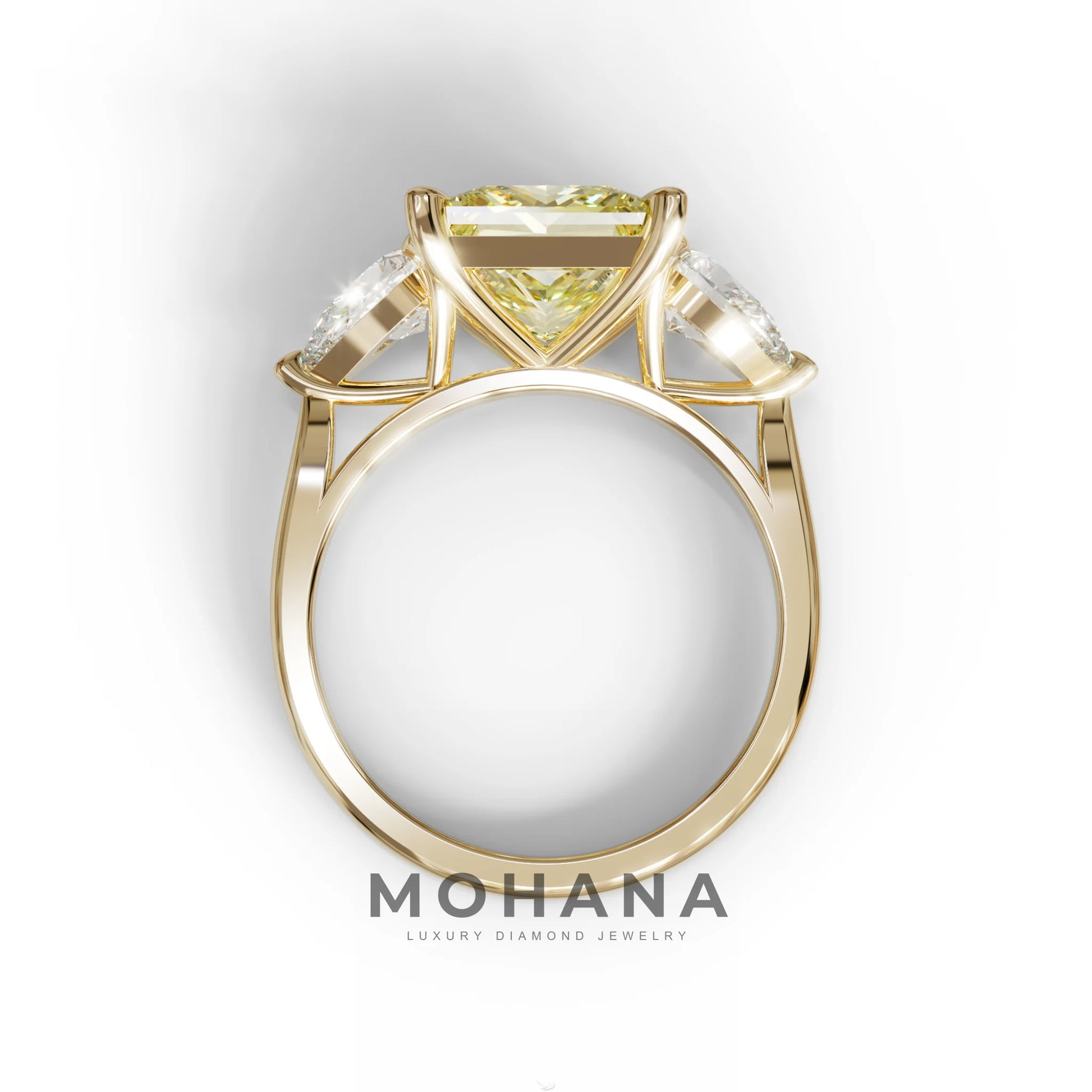 4 Carat Canary Yellow Princess Cut Three Stone Lab Grown Diamond Engagement Ring