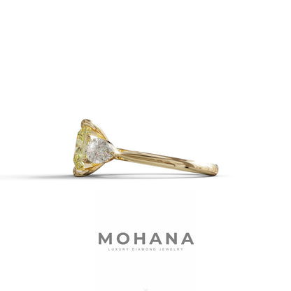 4 Carat Canary Yellow Princess Cut Three Stone Lab Grown Diamond Engagement Ring