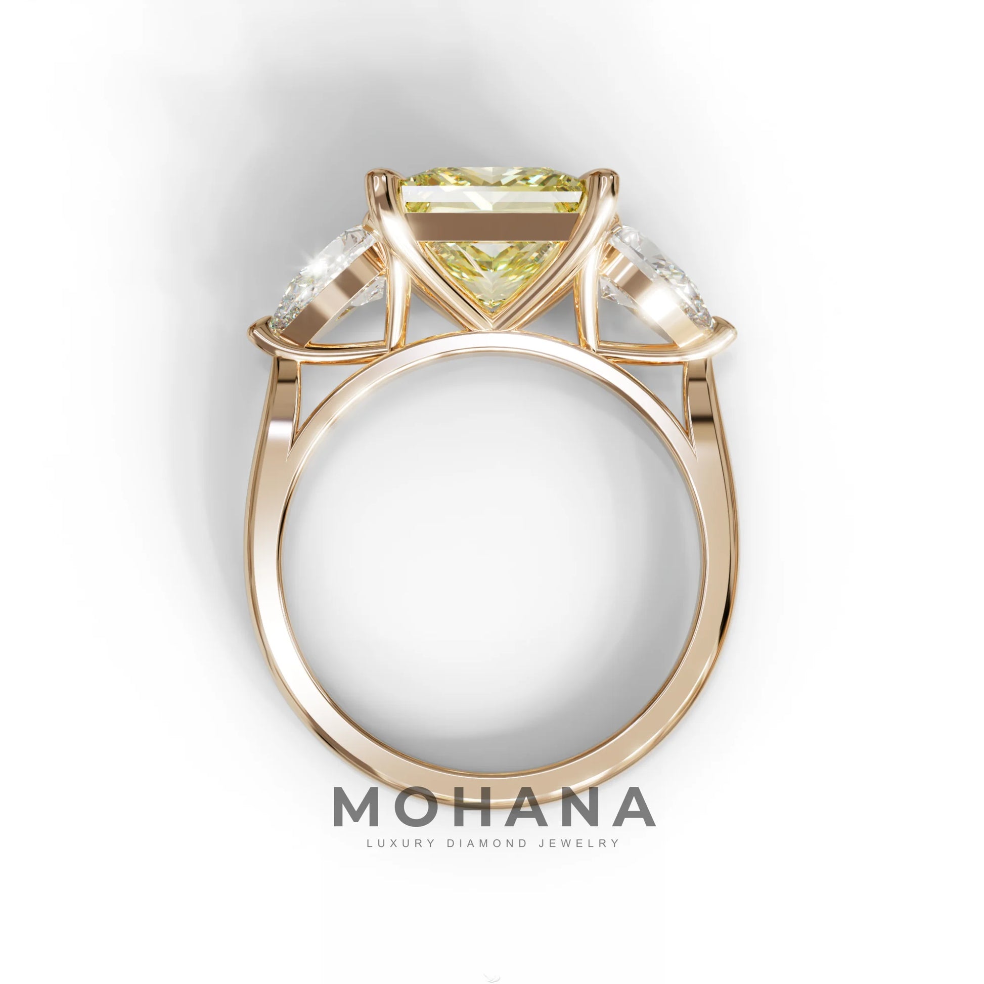 4 Carat Canary Yellow Princess Cut Three Stone Lab Grown Diamond Engagement Ring