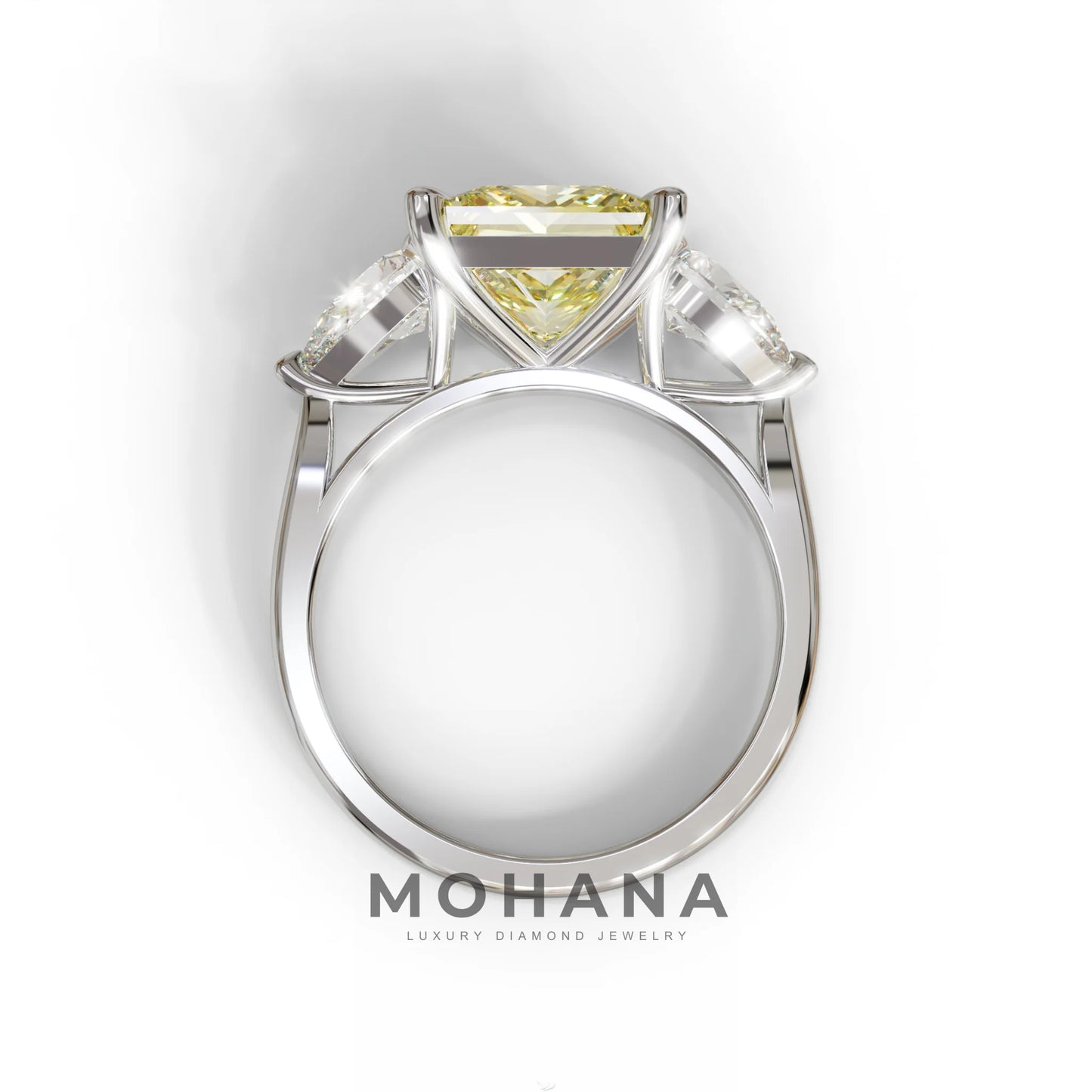 4 Carat Canary Yellow Princess Cut Three Stone Lab Grown Diamond Engagement Ring