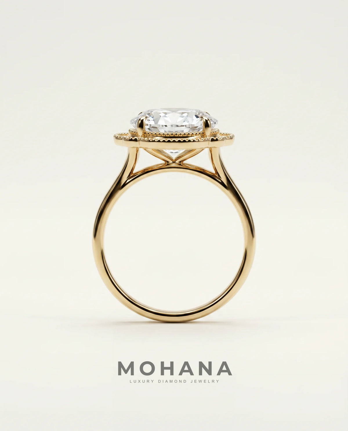 4 Carat Colorless Oval Vintage Solitaire Yellow Gold Diamond Ring — view 3