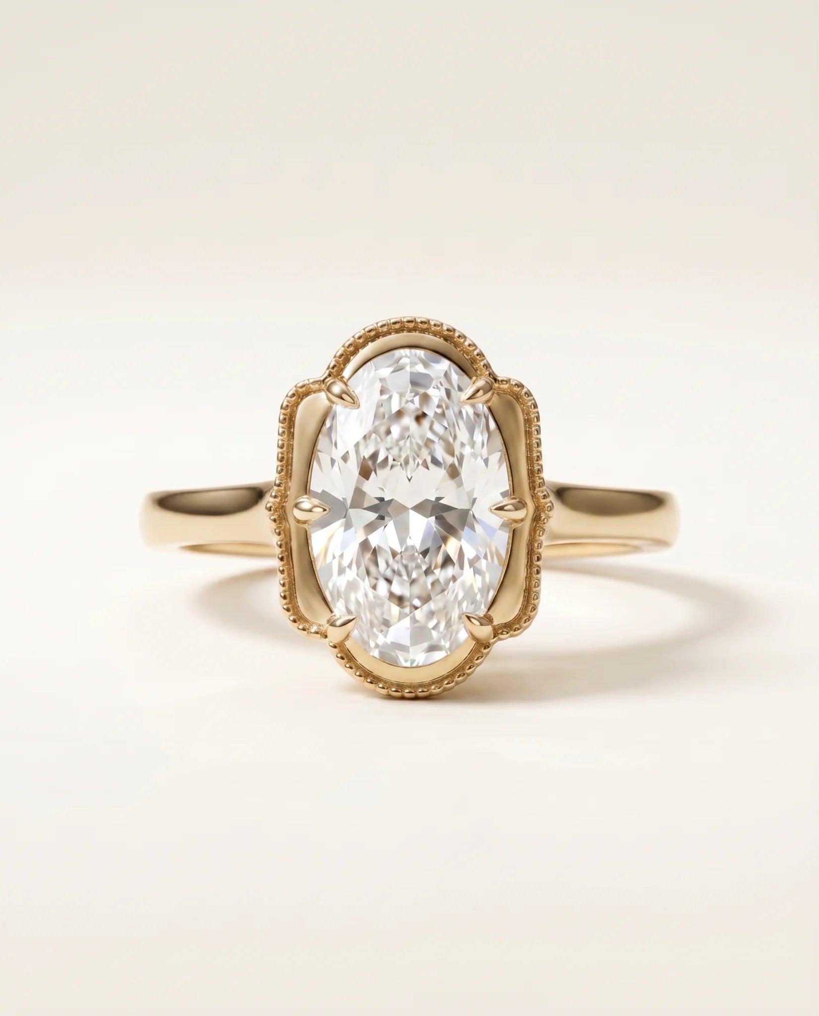 Ready to Ship 4 Carat Colorless Oval Vintage Solitaire Yellow Gold Diamond Ring — view 1