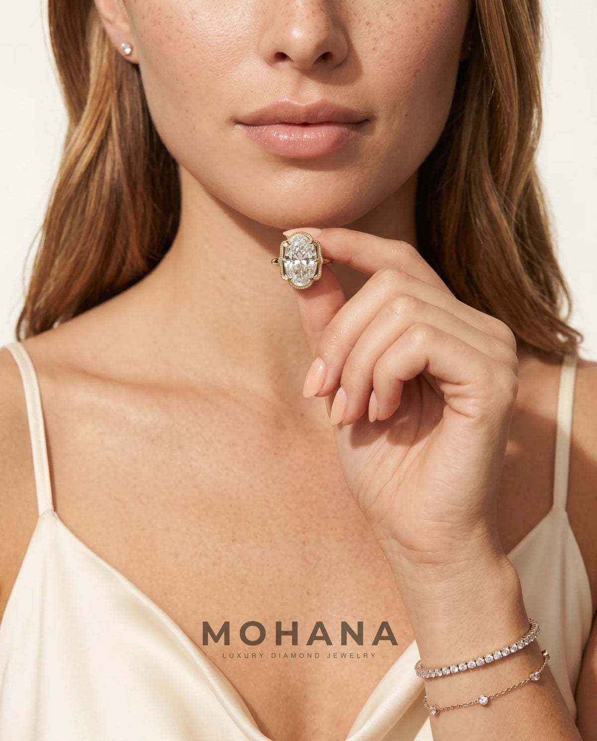 4 Carat Colorless Oval Vintage Solitaire Yellow Gold Diamond Ring — view 7