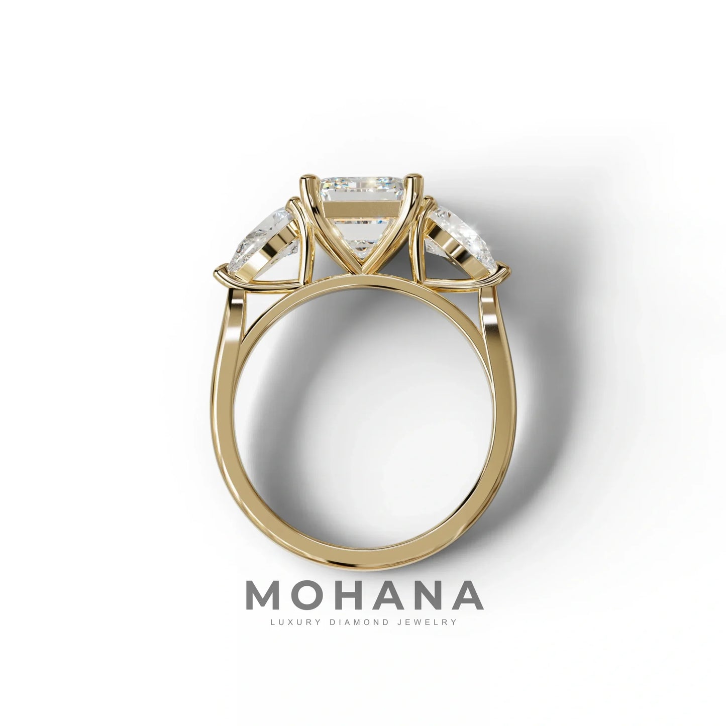 4 Carat E/VVS Emerald & Pear Cut Three Stone Lab Grown Diamond Engagement Ring