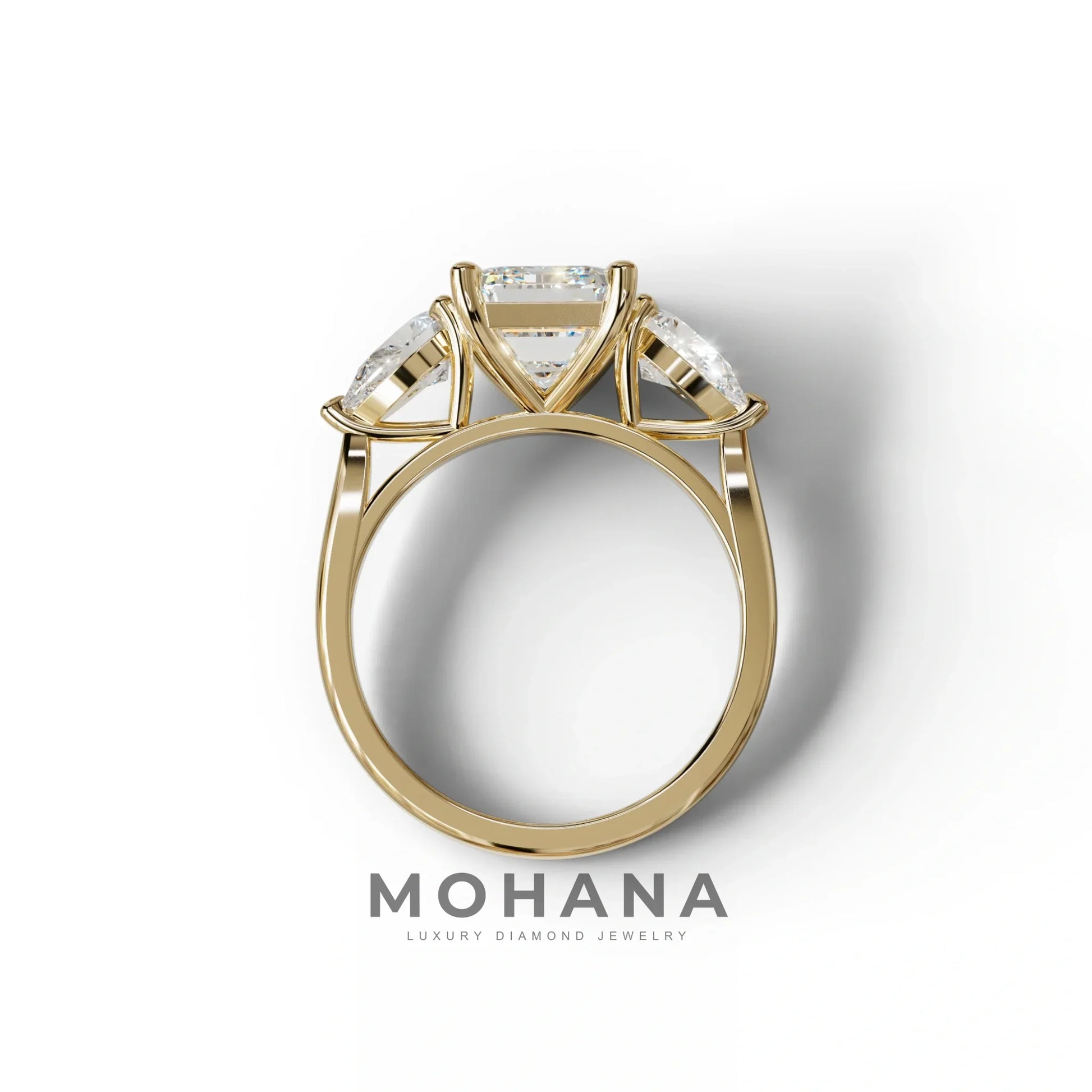 4 Carat E/VVS Emerald & Pear Cut Three Stone Lab Grown Diamond Engagement Ring