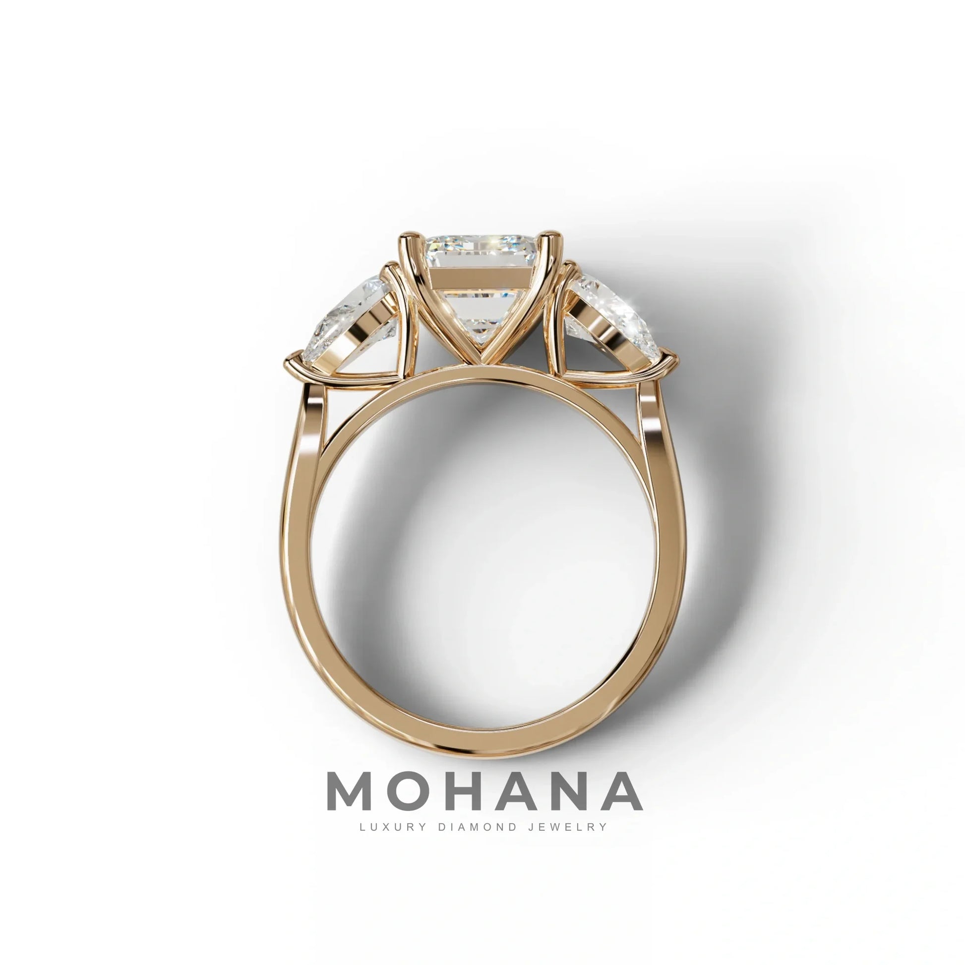 4 Carat E/VVS Emerald & Pear Cut Three Stone Lab Grown Diamond Engagement Ring