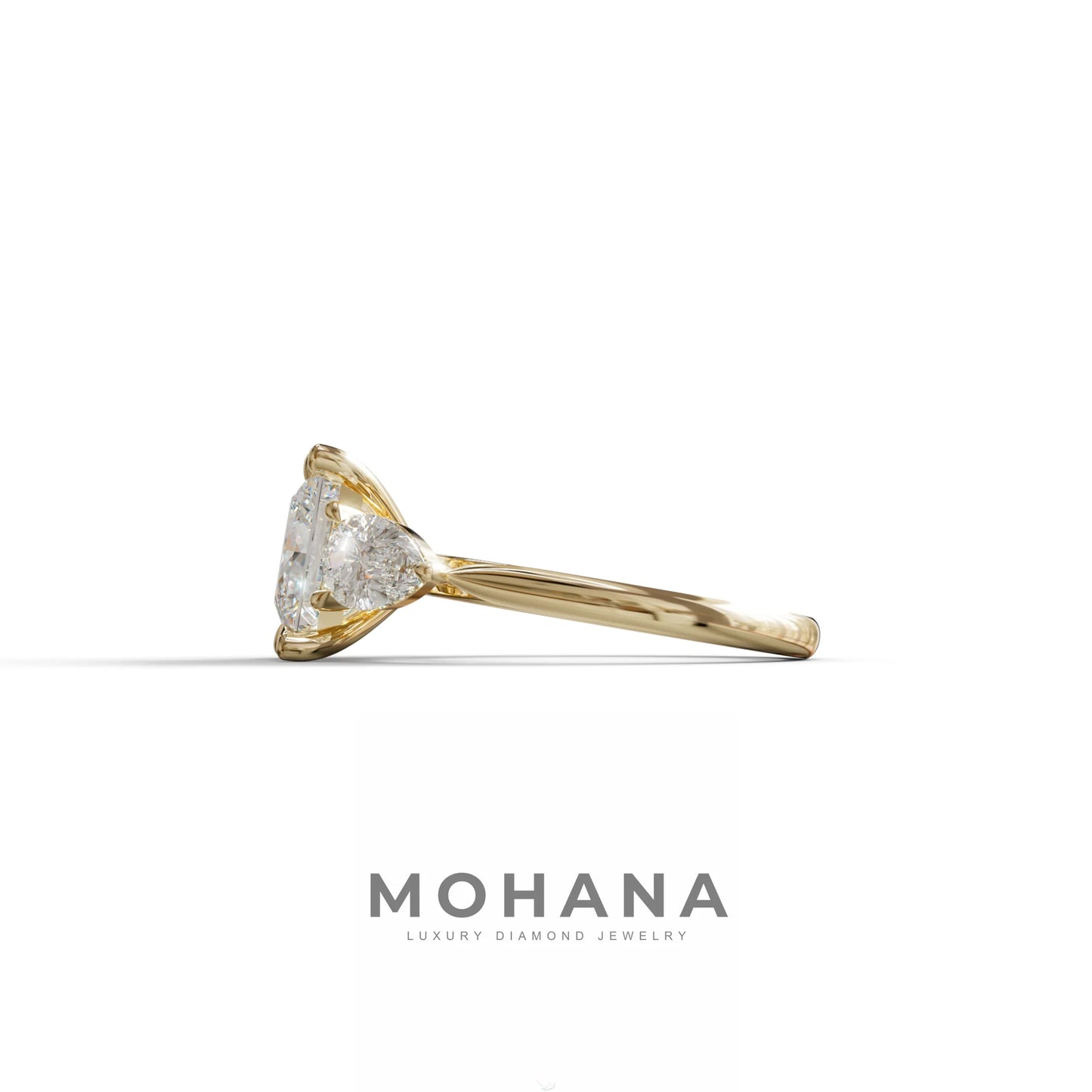 3 Carat E/VVS Princess Cut Lab Diamond In 3 Stones Claw Prongs Setting Ring