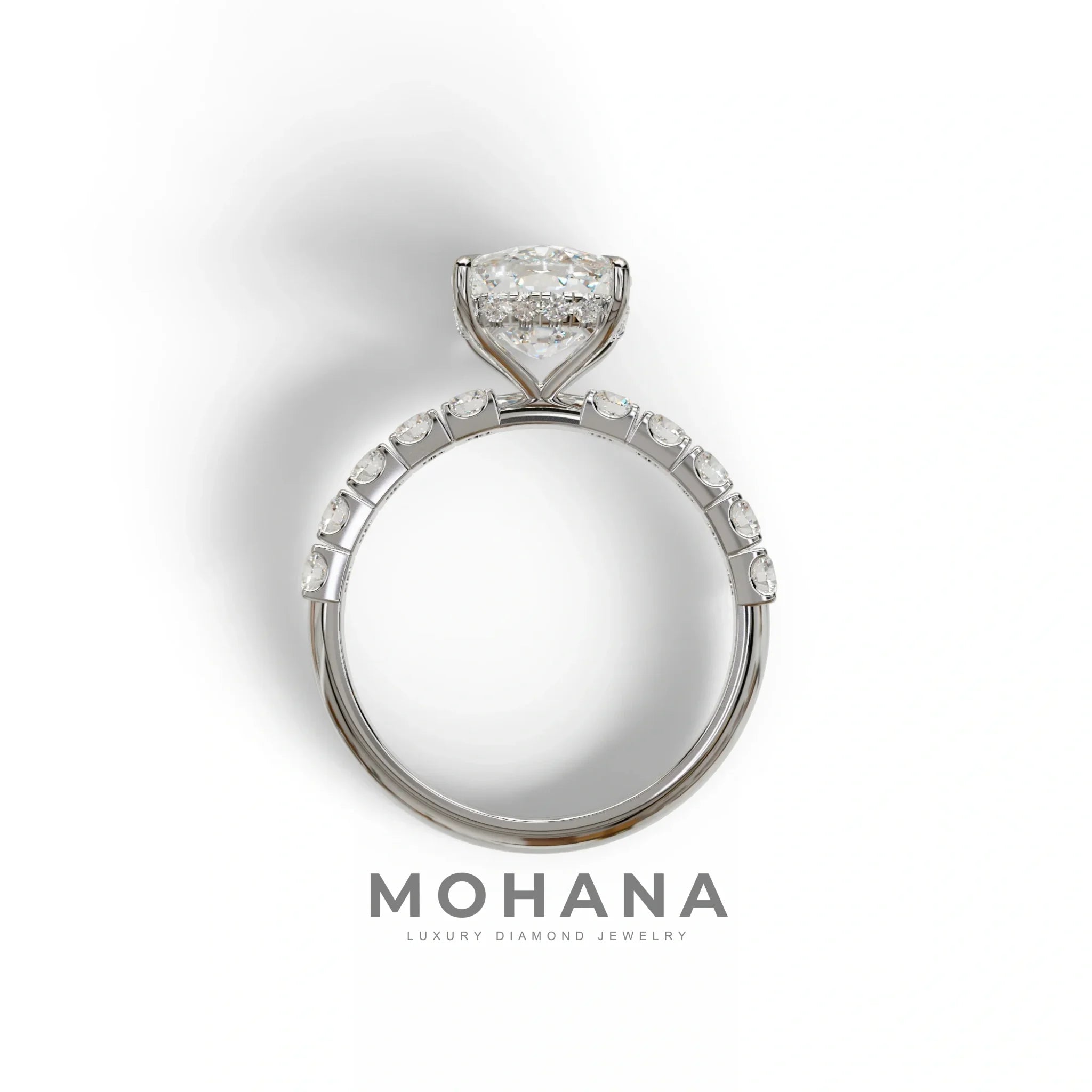 4 Carat Elongated Cushion Cut Lab Diamond Engagement Ring - Sandrine
