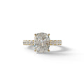 4 Carat Elongated Cushion Cut Lab Diamond Engagement Ring - Sandrine - 10K Solid Gold / Yellow Gold