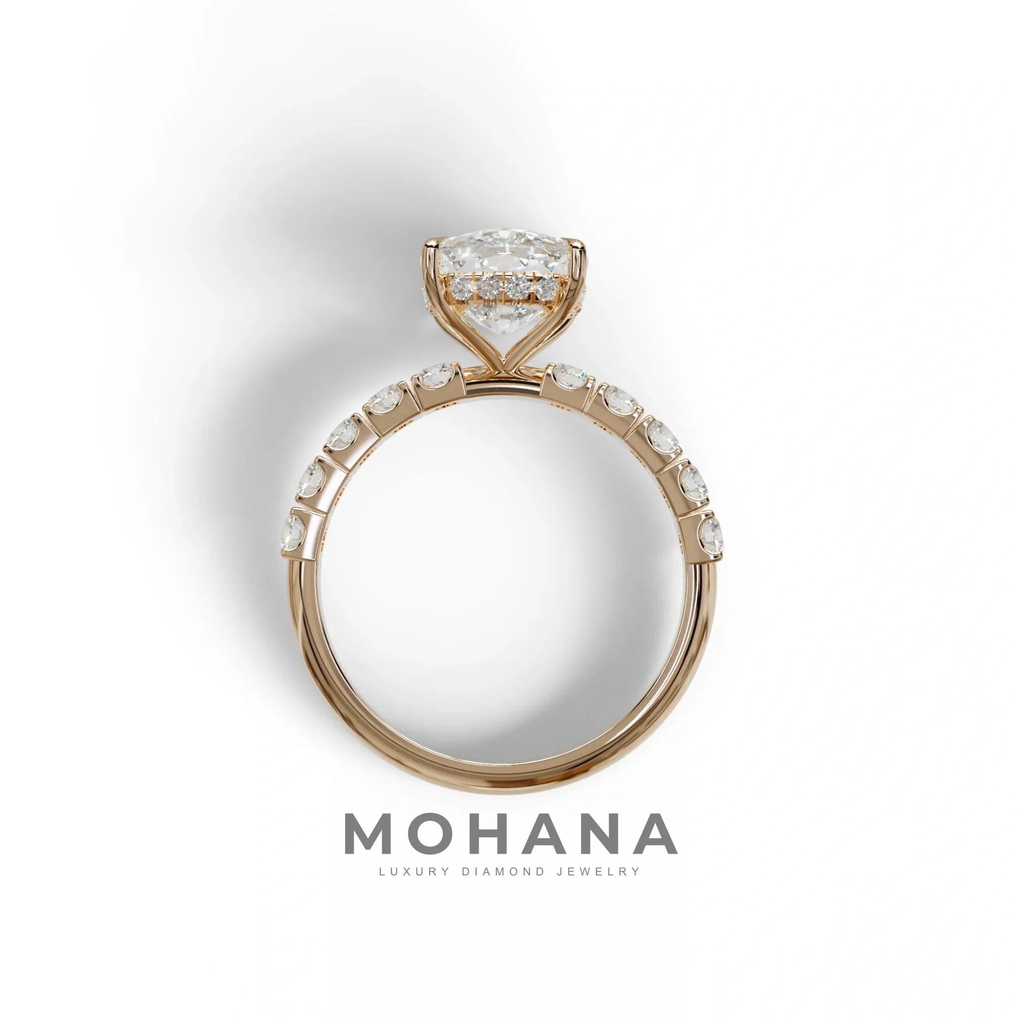 4 Carat Elongated Cushion Cut Lab Diamond Engagement Ring - Sandrine