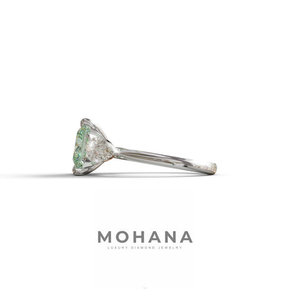 3 Carat Green Princess Cut Lab Diamond In 3 Stones Claw Prongs Setting Ring