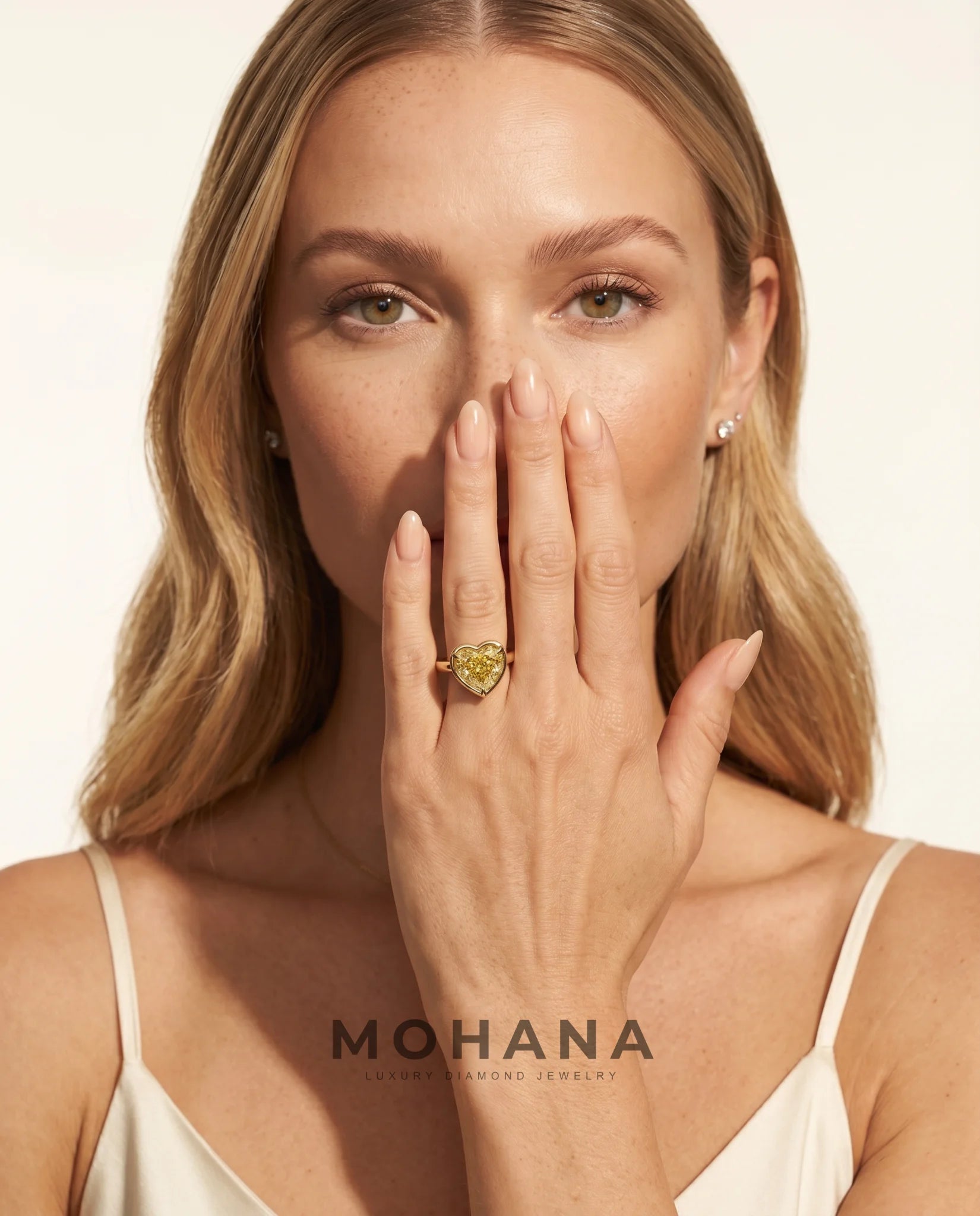 Ready to Ship 4 Carat Fancy Intense Yellow Heart Cut Bezel Solitaire Yellow Gold Diamond Ring — view 10