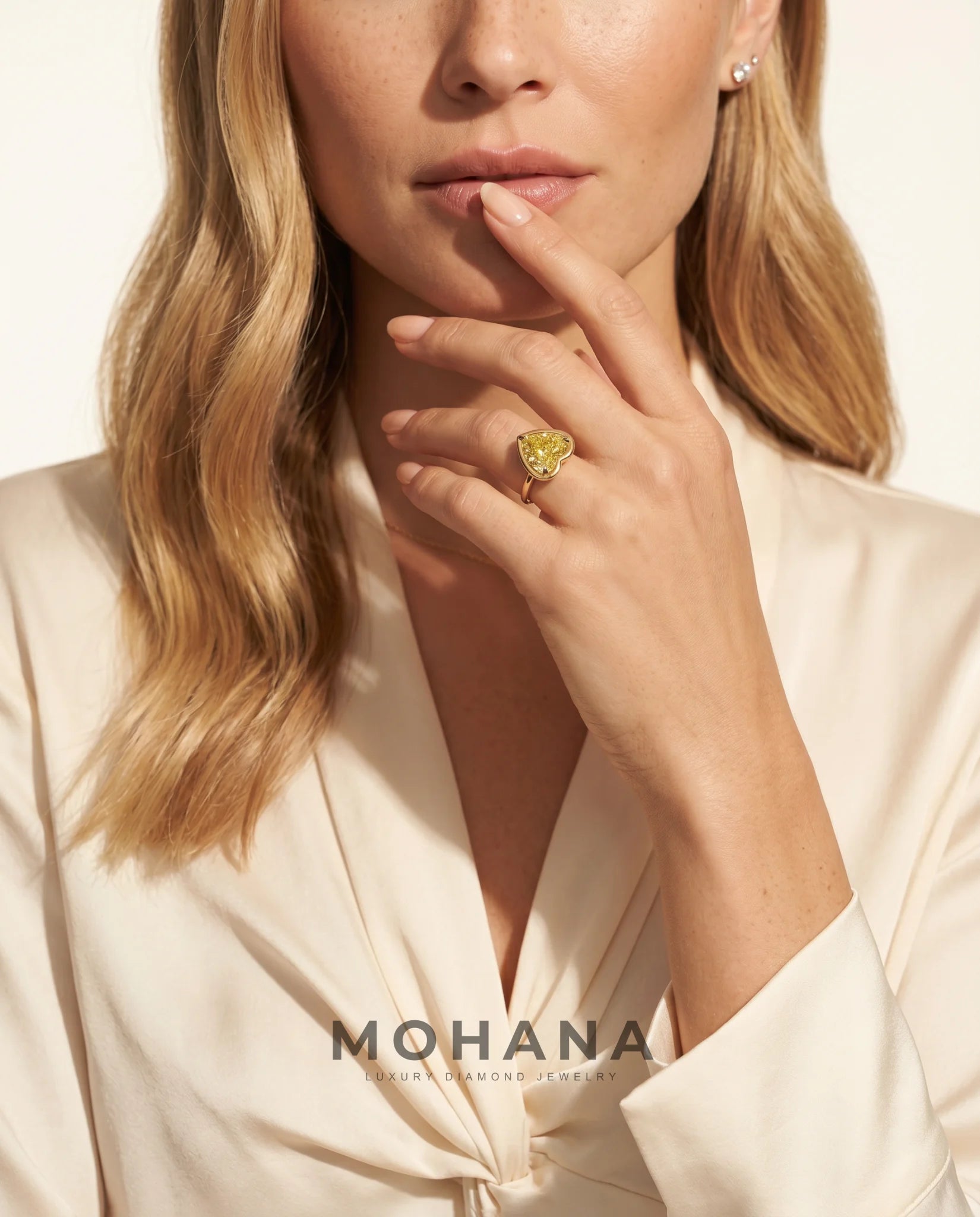 Ready to Ship 4 Carat Fancy Intense Yellow Heart Cut Bezel Solitaire Yellow Gold Diamond Ring — view 11