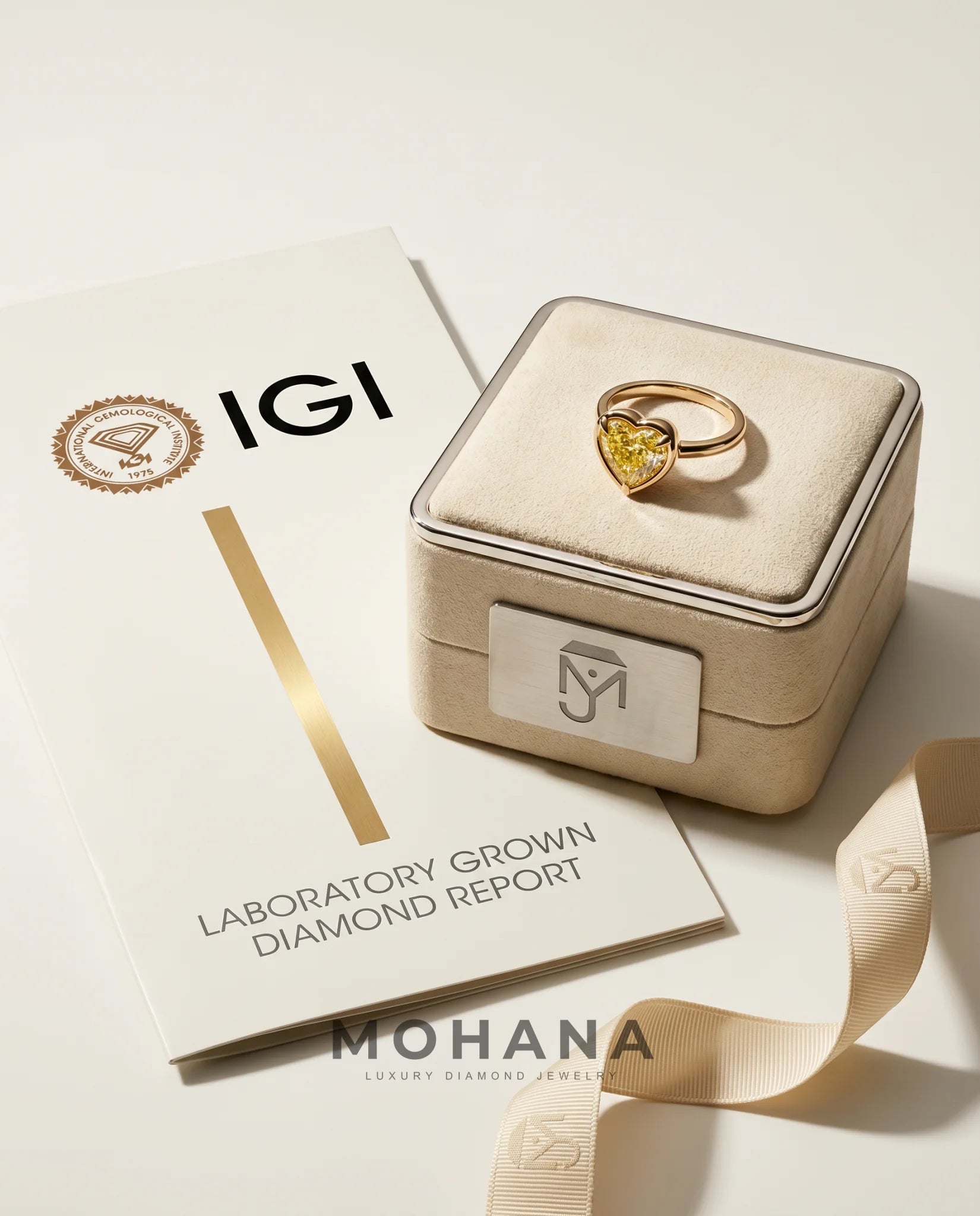 Ready to Ship 4 Carat Fancy Intense Yellow Heart Cut Bezel Solitaire Yellow Gold Diamond Ring — view 5