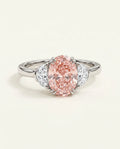 Ready to Ship 4 Carat Fancy Vivid Pink Oval Three-Stone White Gold Diamond Ring — view 2