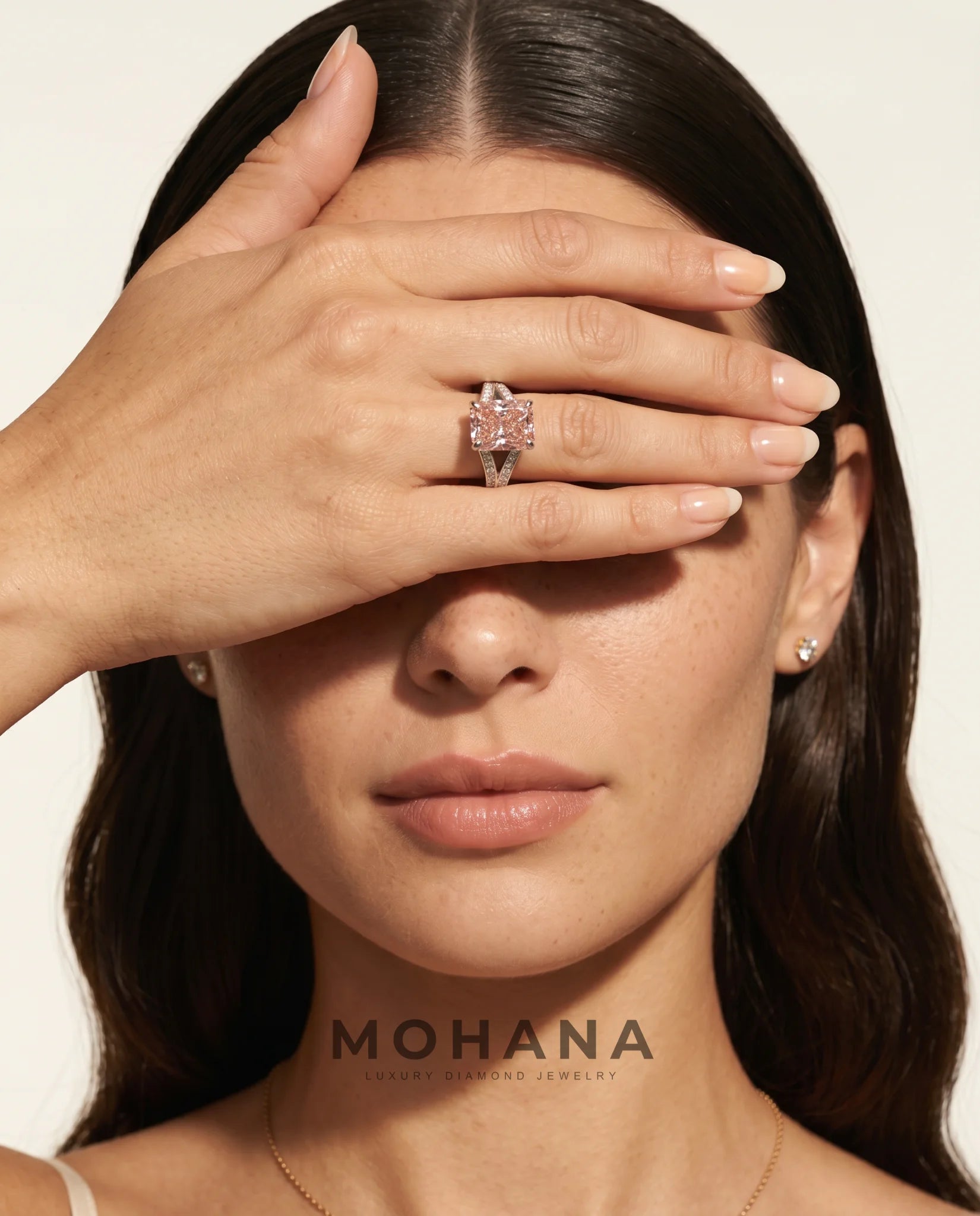 Ready to Ship 4 Carat Fancy Vivid Pink Radiant Diamond Ring — view 6
