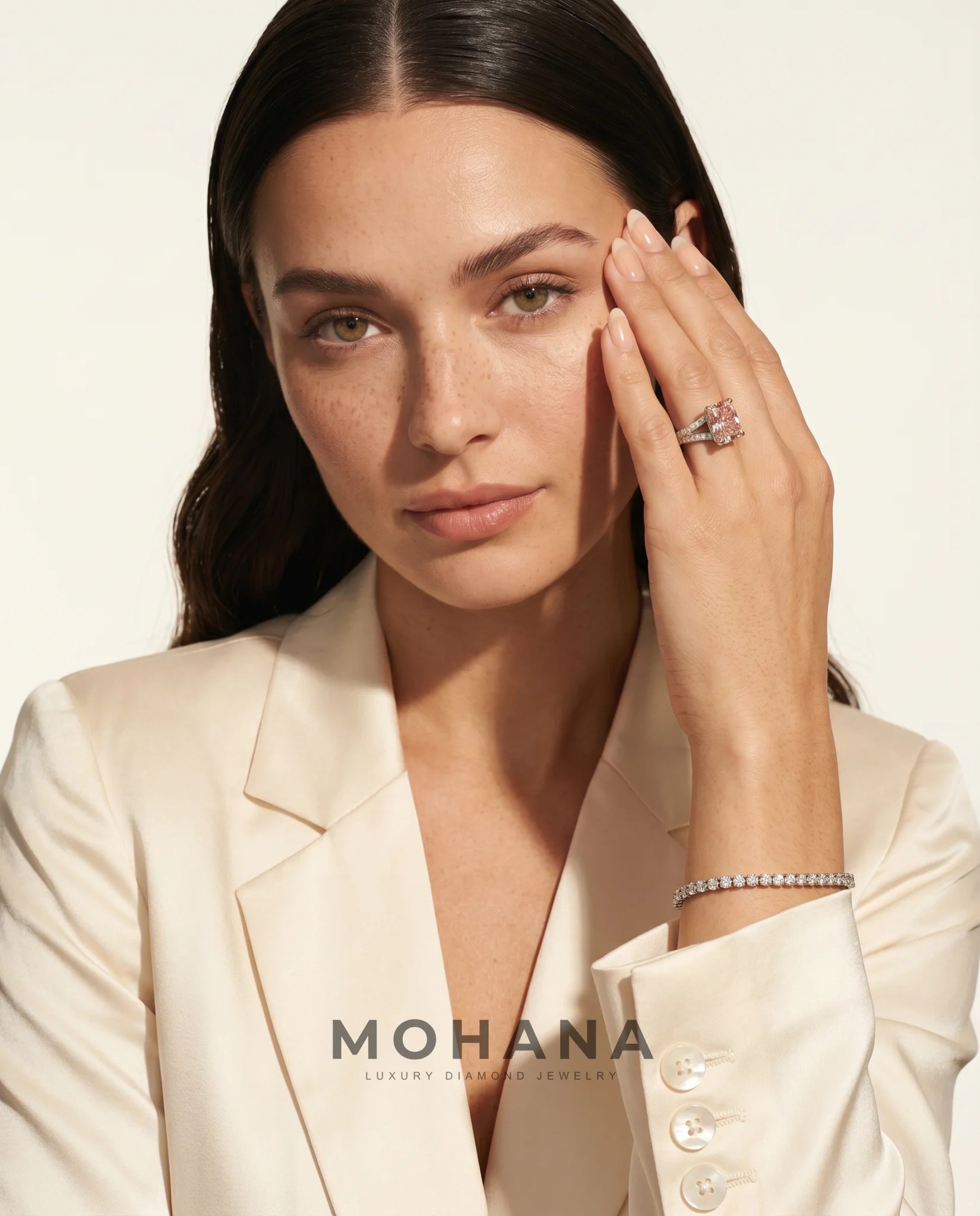 Ready to Ship 4 Carat Fancy Vivid Pink Radiant Diamond Ring — view 10