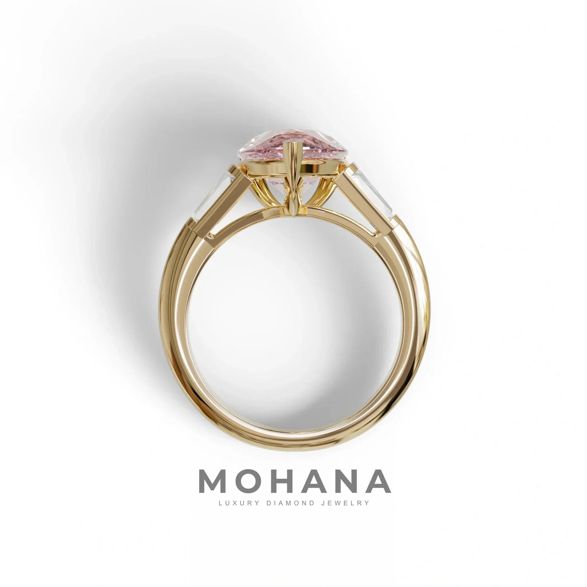 4 Carat Fancy Vivid Pink Pear Cut lab Grown Diamond Engagement Ring - Claire