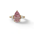 4 Carat Fancy Vivid Pink Pear Cut lab Grown Diamond Engagement Ring - Claire - 10K Solid Gold / Yellow Gold