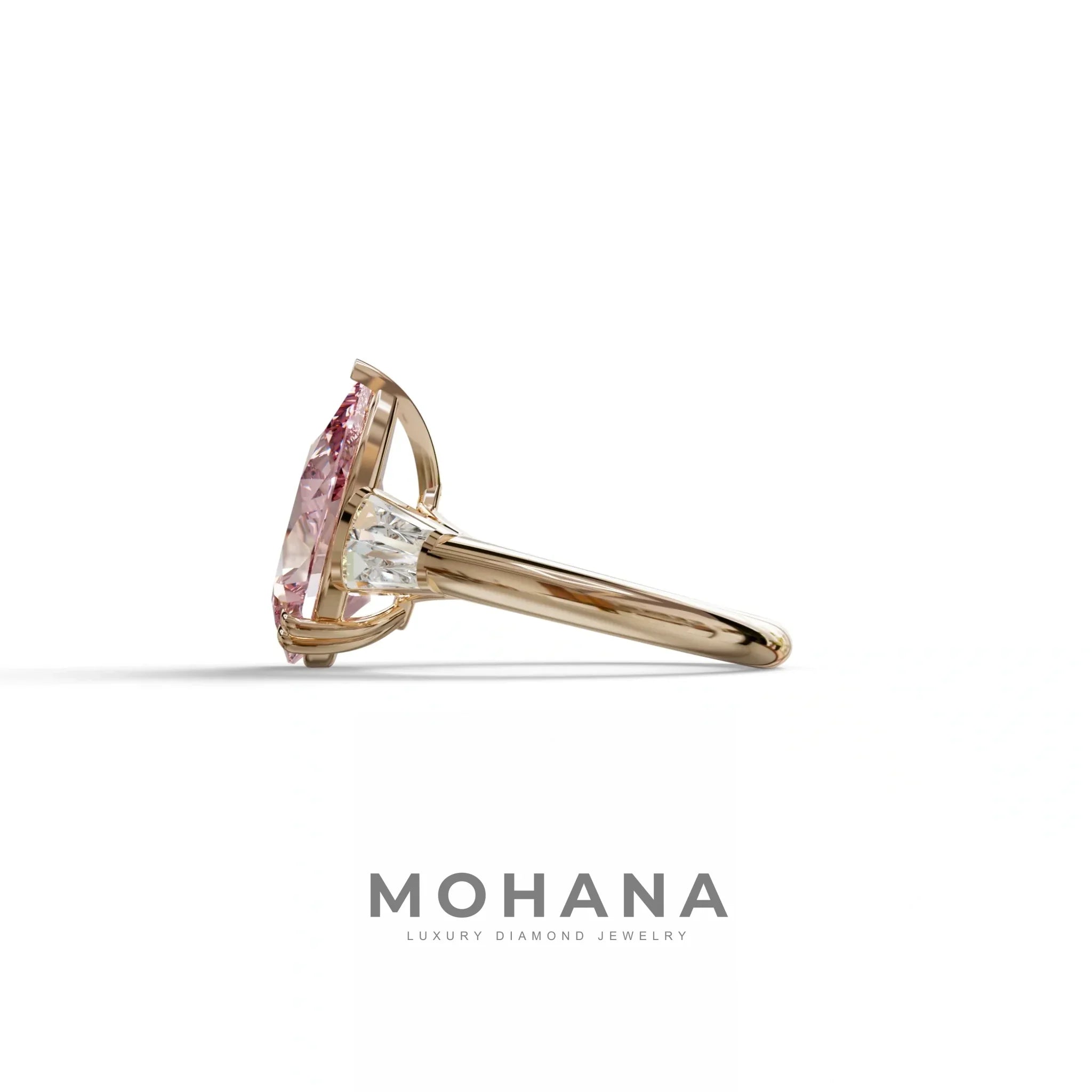 4 Carat Fancy Vivid Pink Pear Cut lab Grown Diamond Engagement Ring - Claire