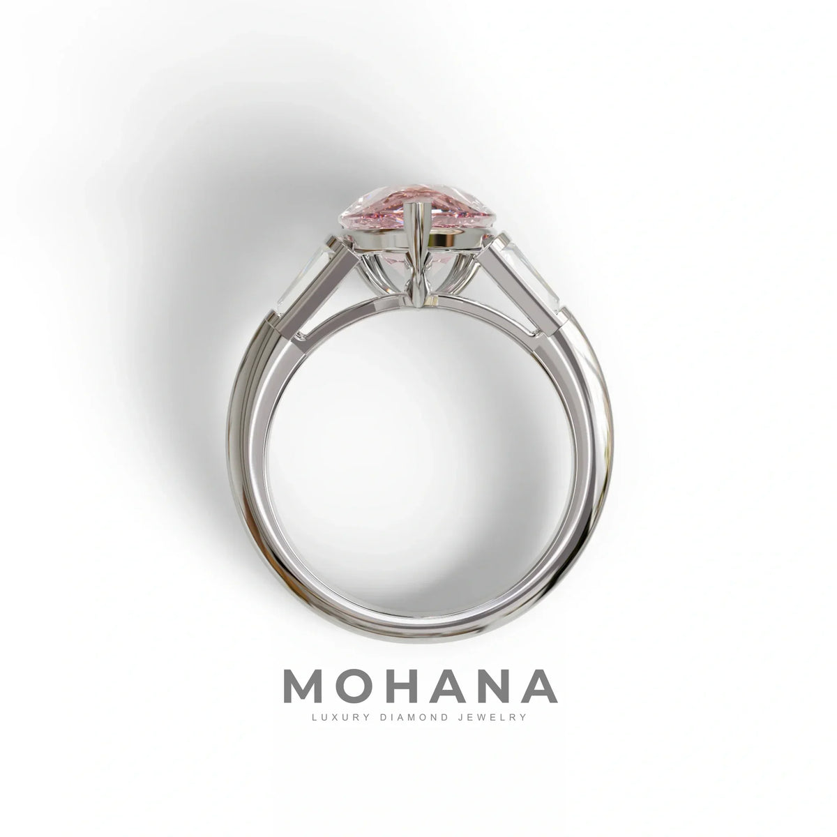 4 Carat Fancy Vivid Pink Pear Cut lab Grown Diamond Engagement Ring - Claire