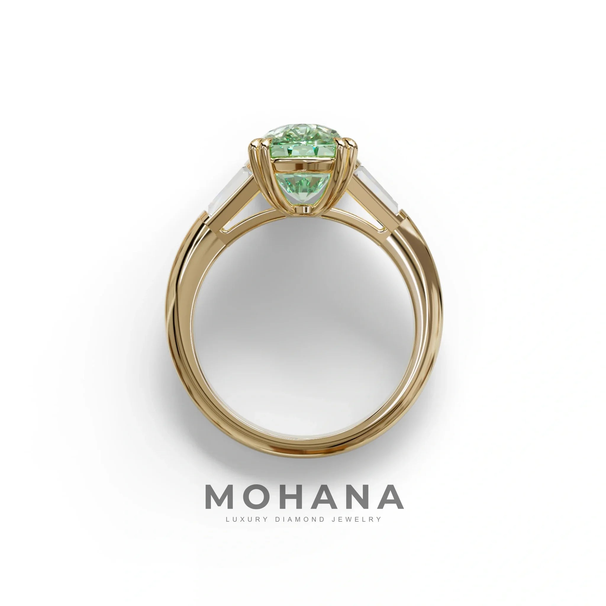 4 Carat Green Elongated Cushion Cut Lab Diamond Engagement Ring - Sagittarius