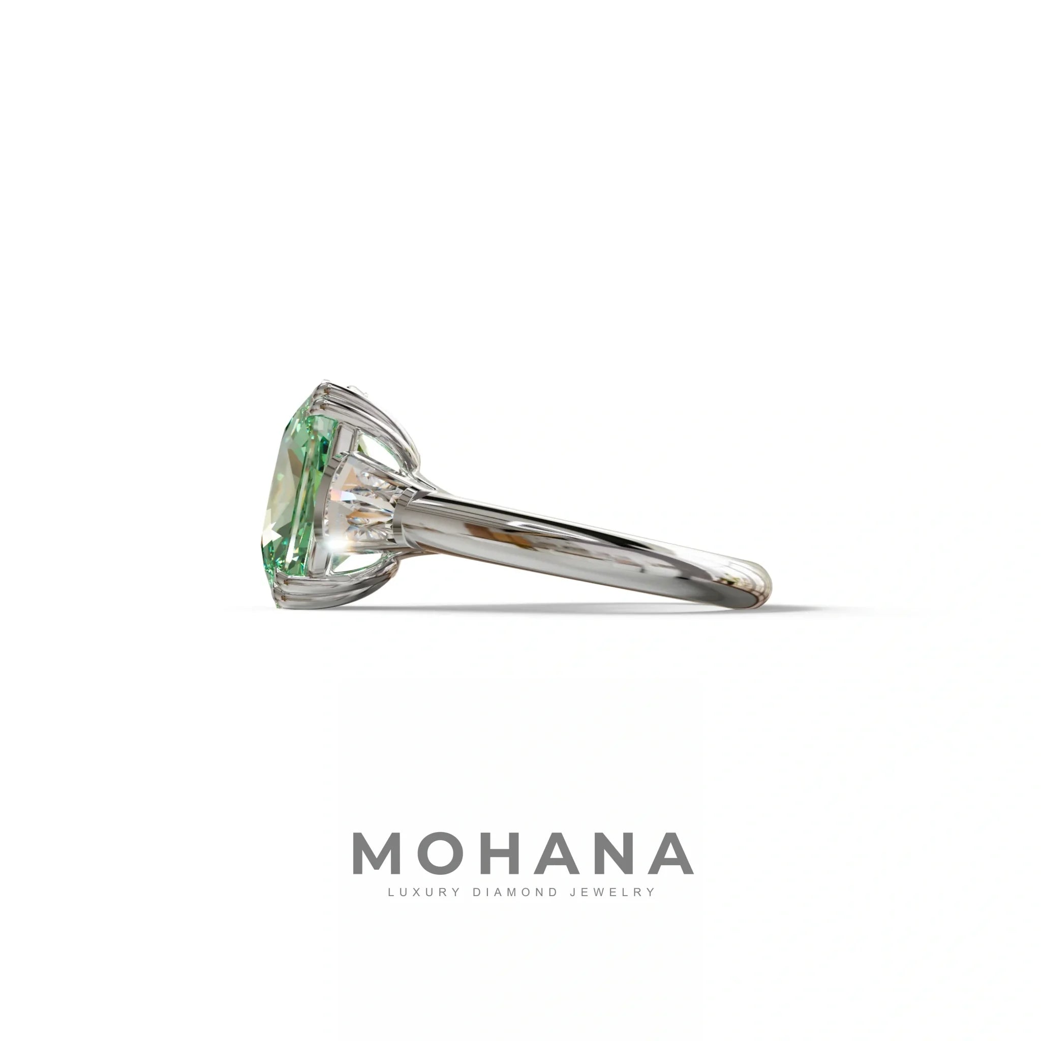 4 Carat Green Elongated Cushion Cut Lab Diamond Engagement Ring - Sagittarius