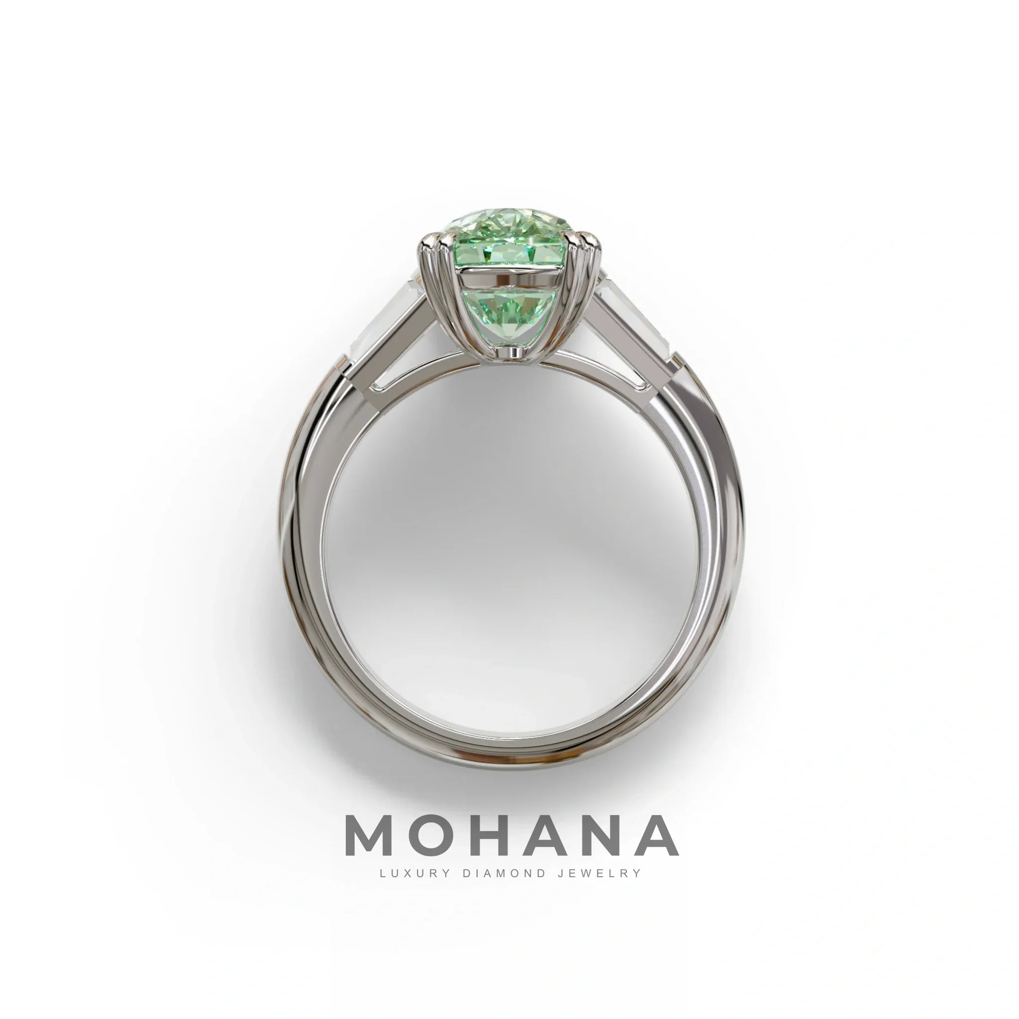 4 Carat Green Elongated Cushion Cut Lab Diamond Engagement Ring - Sagittarius