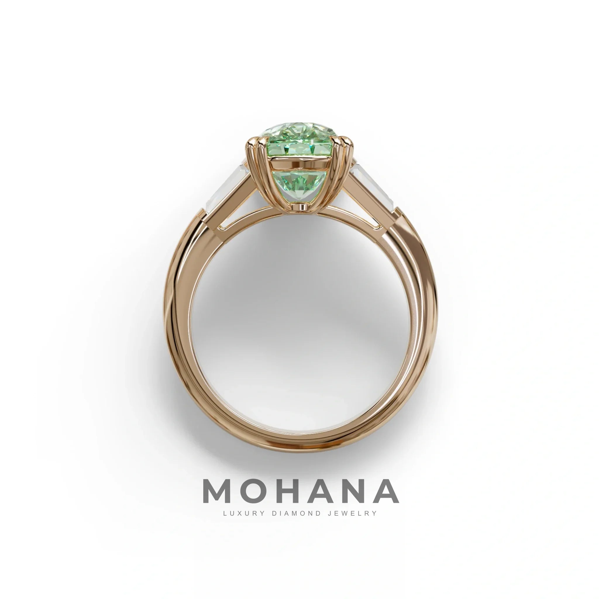 4 Carat Green Elongated Cushion Cut Lab Diamond Engagement Ring - Sagittarius