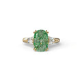 4 Carat Green Elongated Cushion Cut Lab Diamond Engagement Ring - Sagittarius - 10K Solid Gold / Yellow Gold