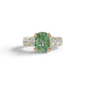 4 Carat Green Cushion Cut Full Eternity Lab Grown Diamond Ring - Enigma - 10K Solid Gold / Yellow Gold