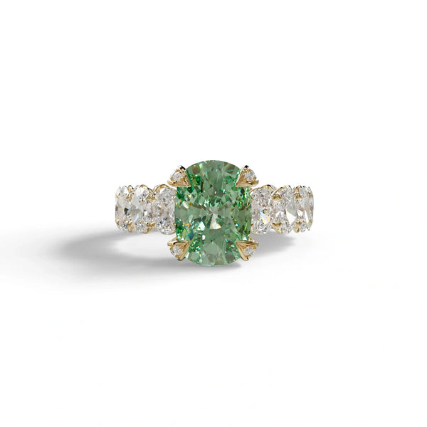 4 Carat Green Lab Grown Diamond Engagement Ring – Cushion Cut Halo | Enigma