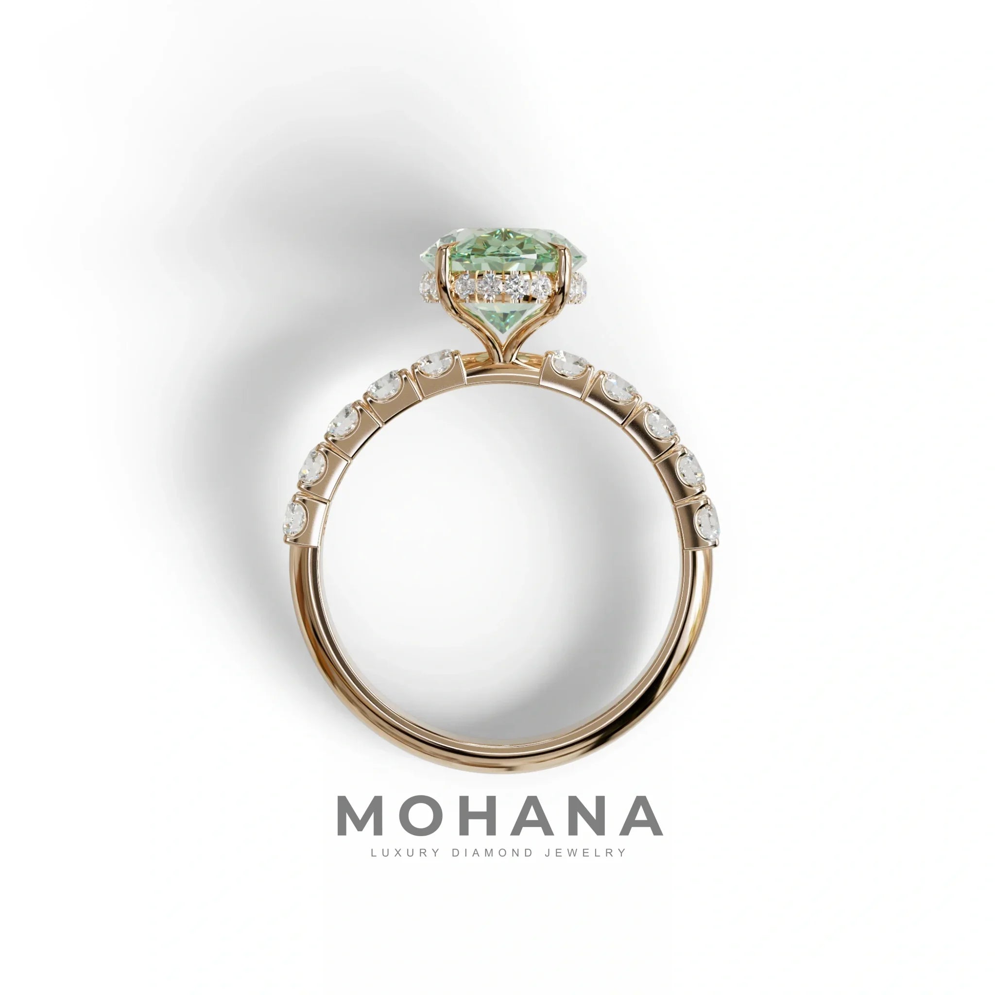 4 Carat Green Oval Cut Lab Diamond Engagement Ring | Hidden Halo - Christie’s