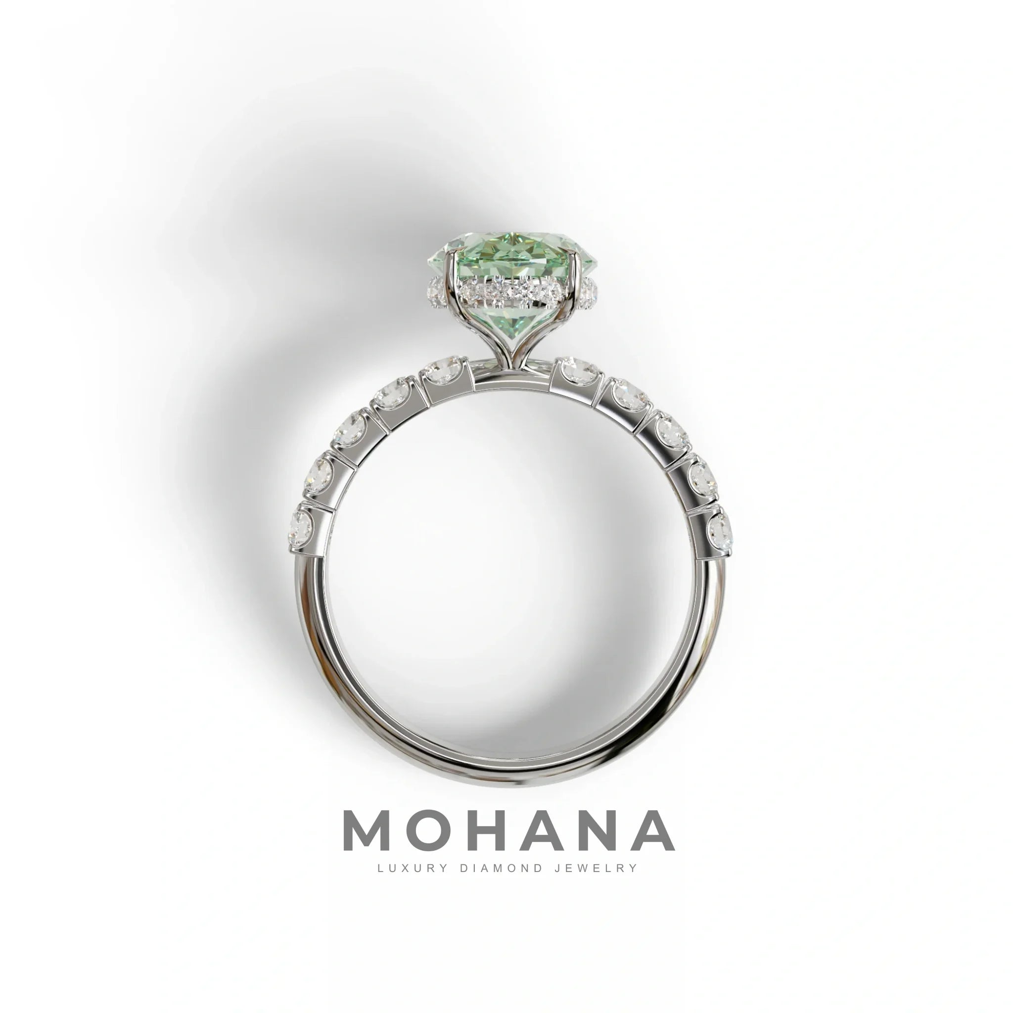 4 Carat Green Oval Cut Lab Diamond Engagement Ring | Hidden Halo - Christie’s